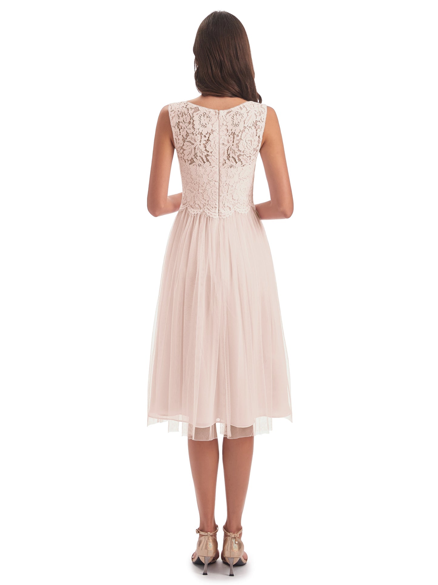 Luna Knee Length Scoop Lace Bridesmaid Dresses