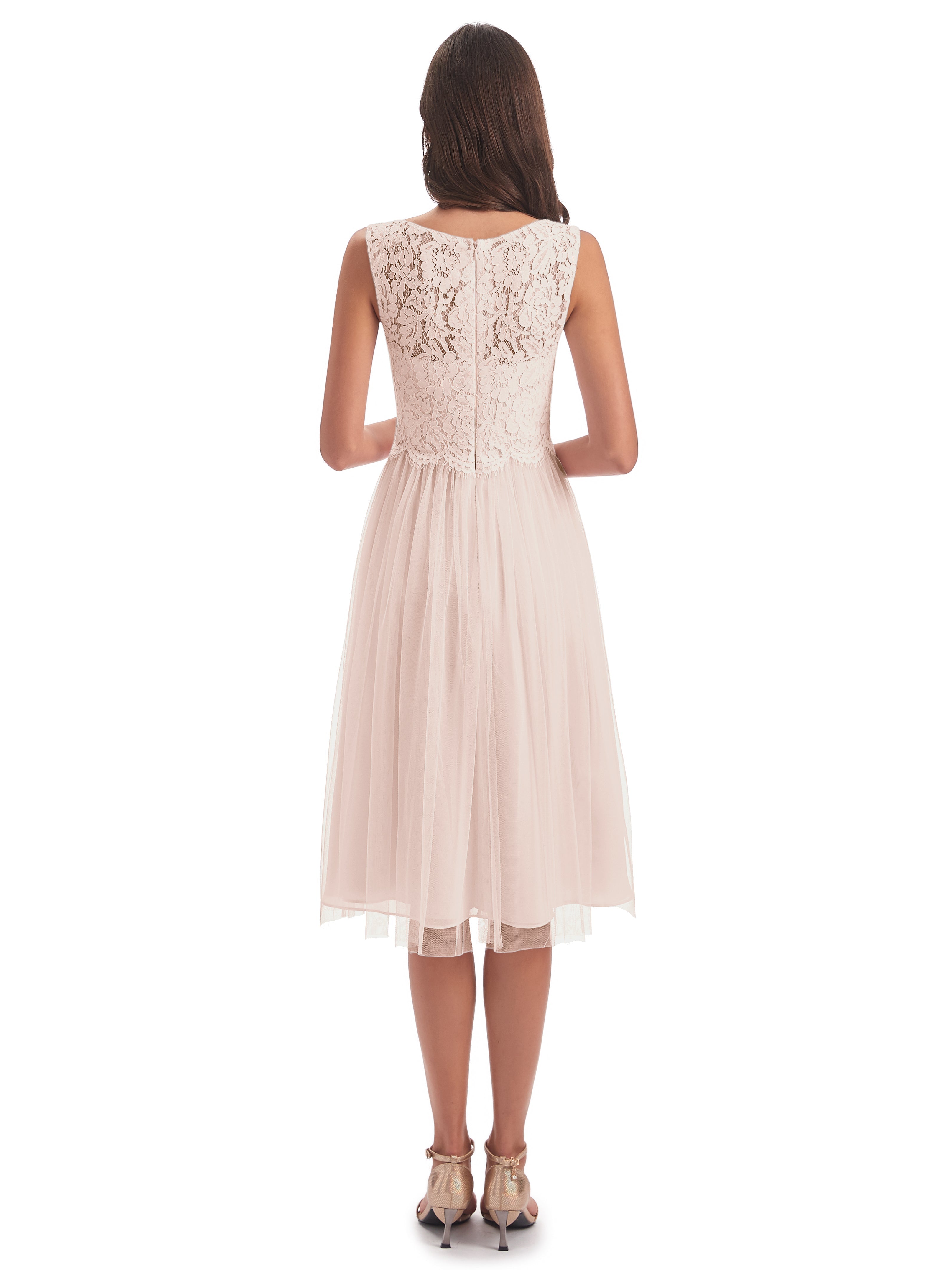Luna Knee Length Scoop Lace Bridesmaid Dresses