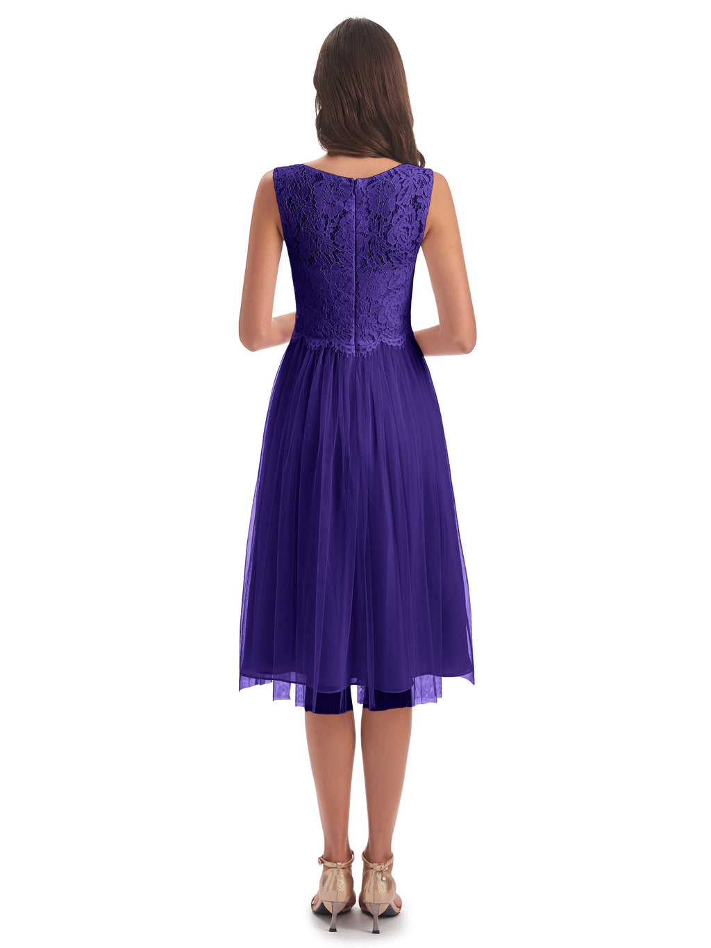 Luna Knee Length Scoop Lace Bridesmaid Dresses