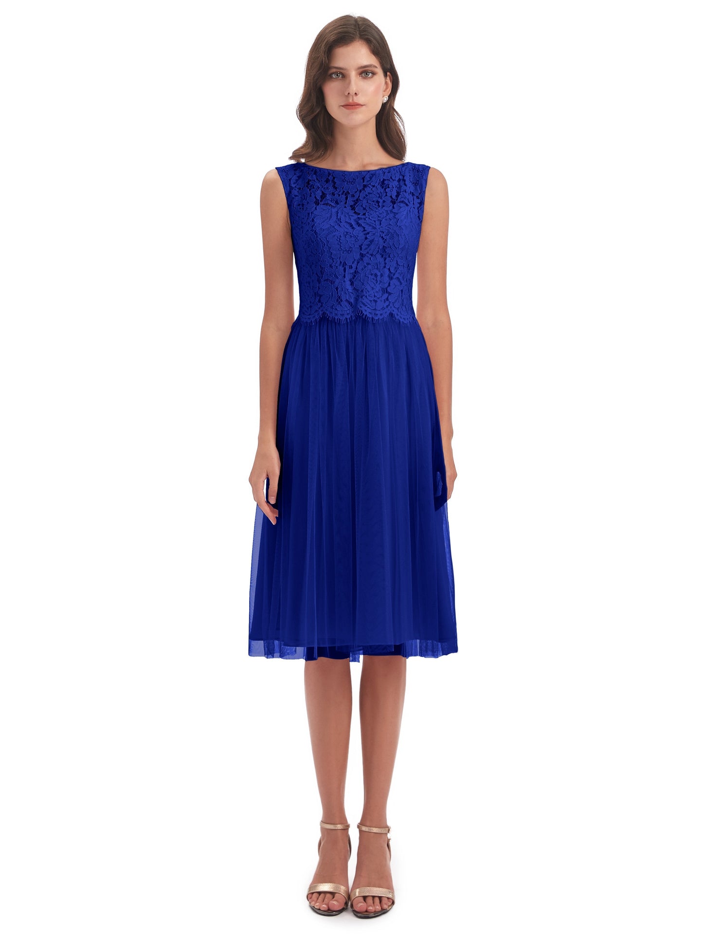 Luna Knee Length Scoop Lace Bridesmaid Dresses