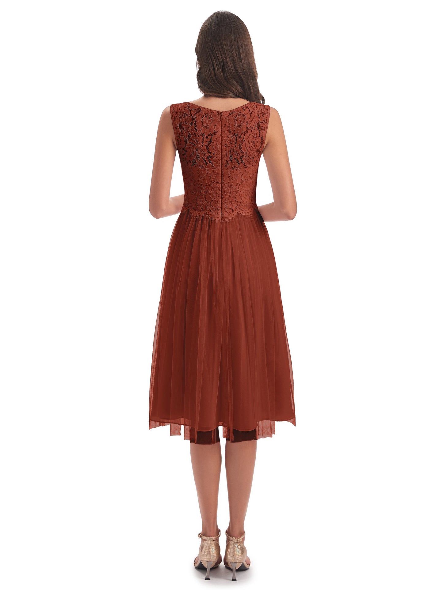 Luna Knee Length Scoop Lace Bridesmaid Dresses
