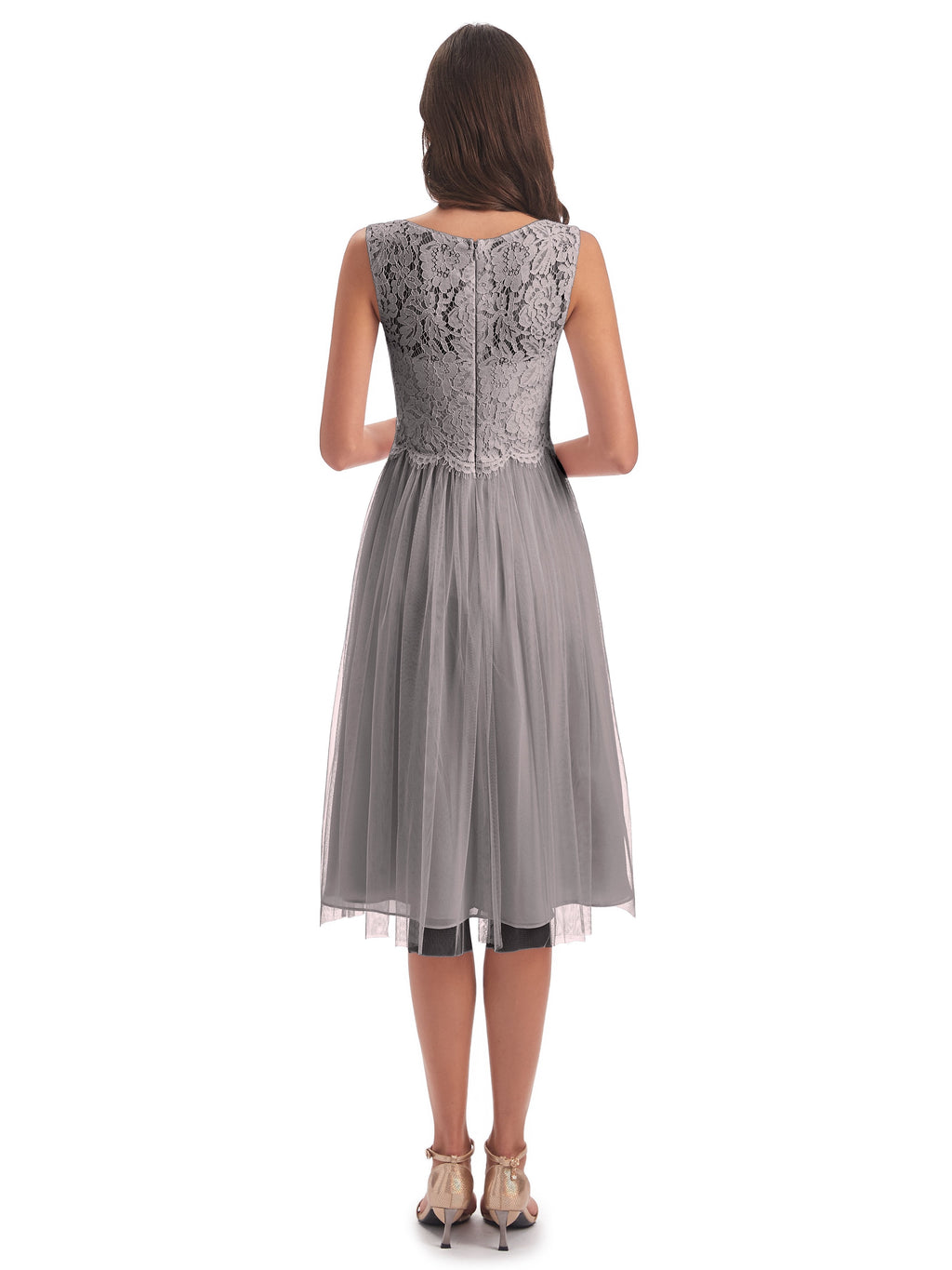 Luna Knee Length Scoop Lace Bridesmaid Dresses