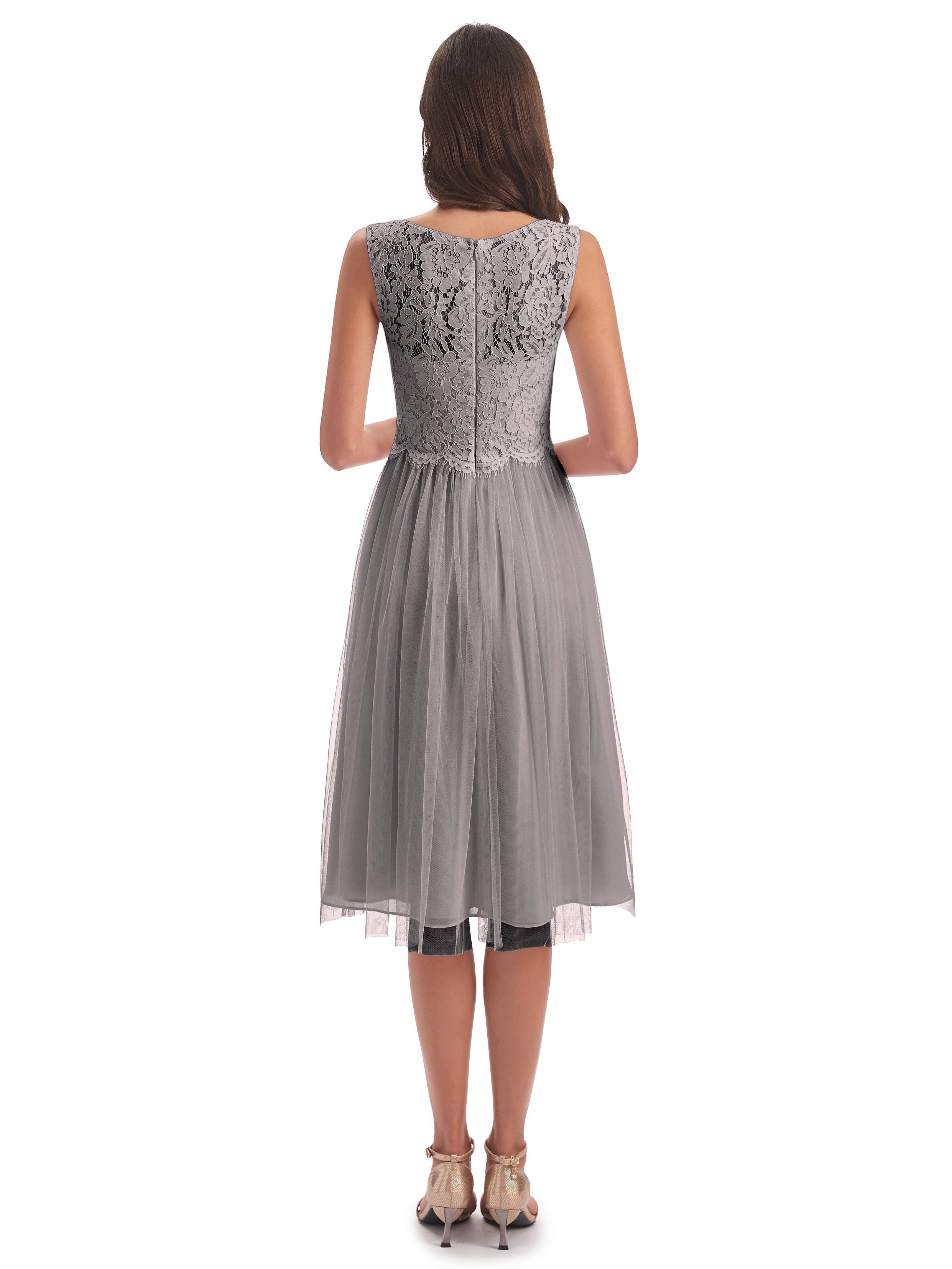 Luna Knee Length Scoop Lace Bridesmaid Dresses