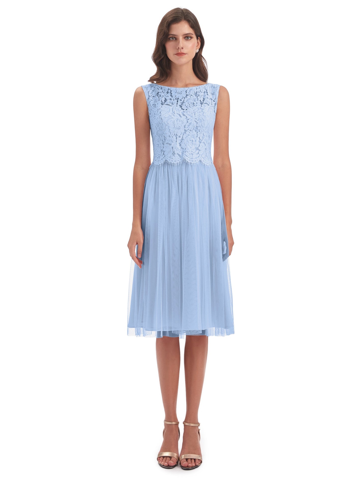 Luna Knee Length Scoop Lace Bridesmaid Dresses