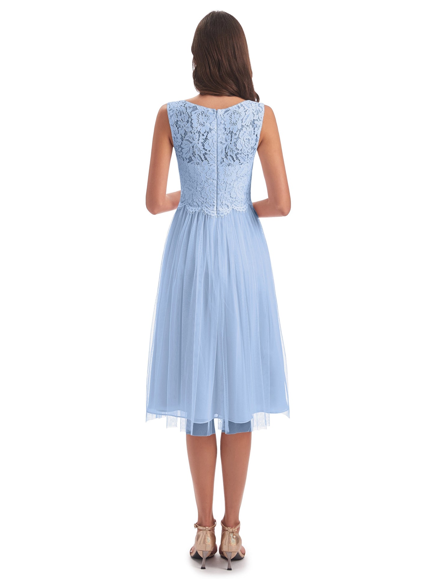Luna Knee Length Scoop Lace Bridesmaid Dresses