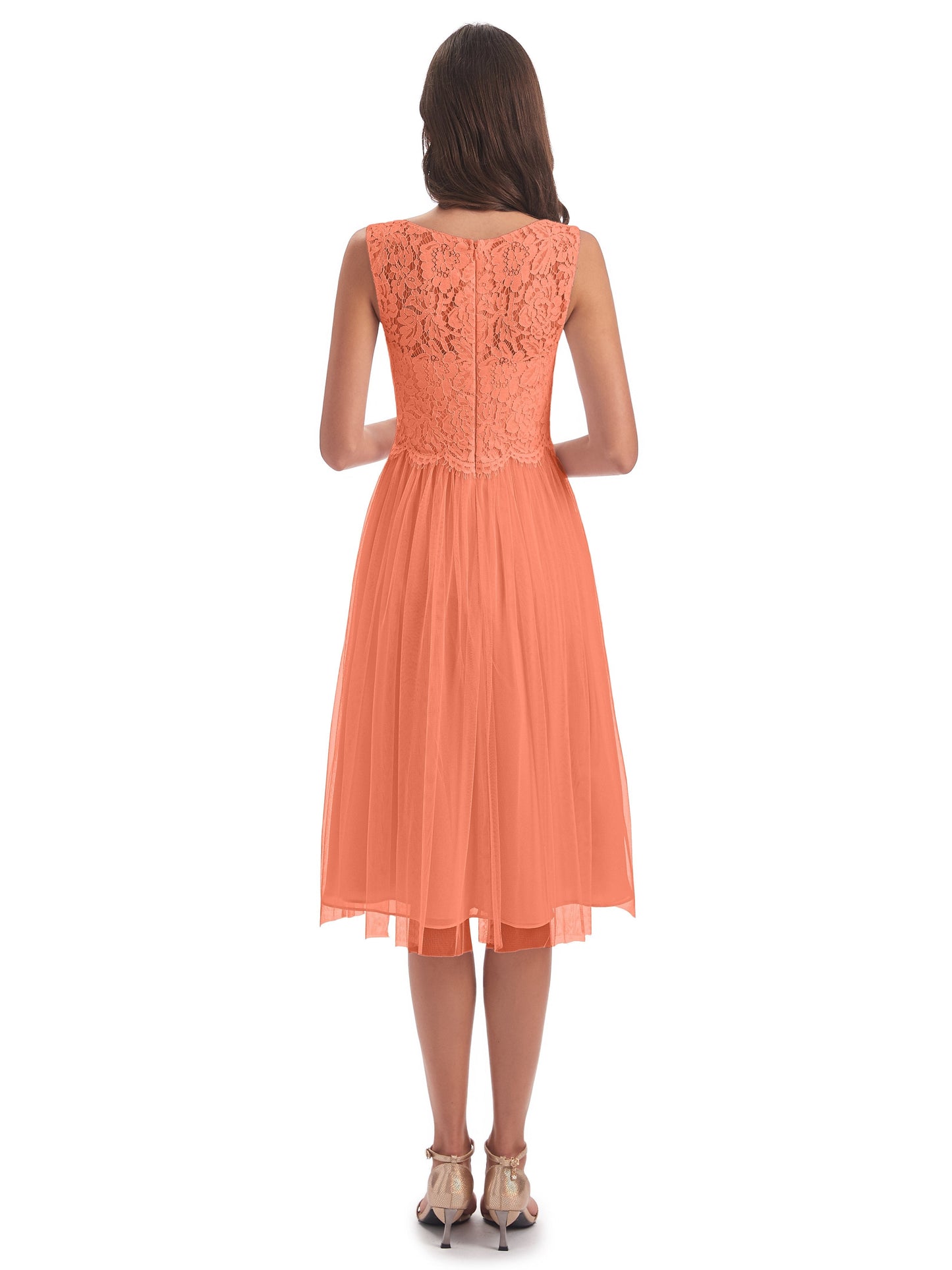 Luna Knee Length Scoop Lace Bridesmaid Dresses