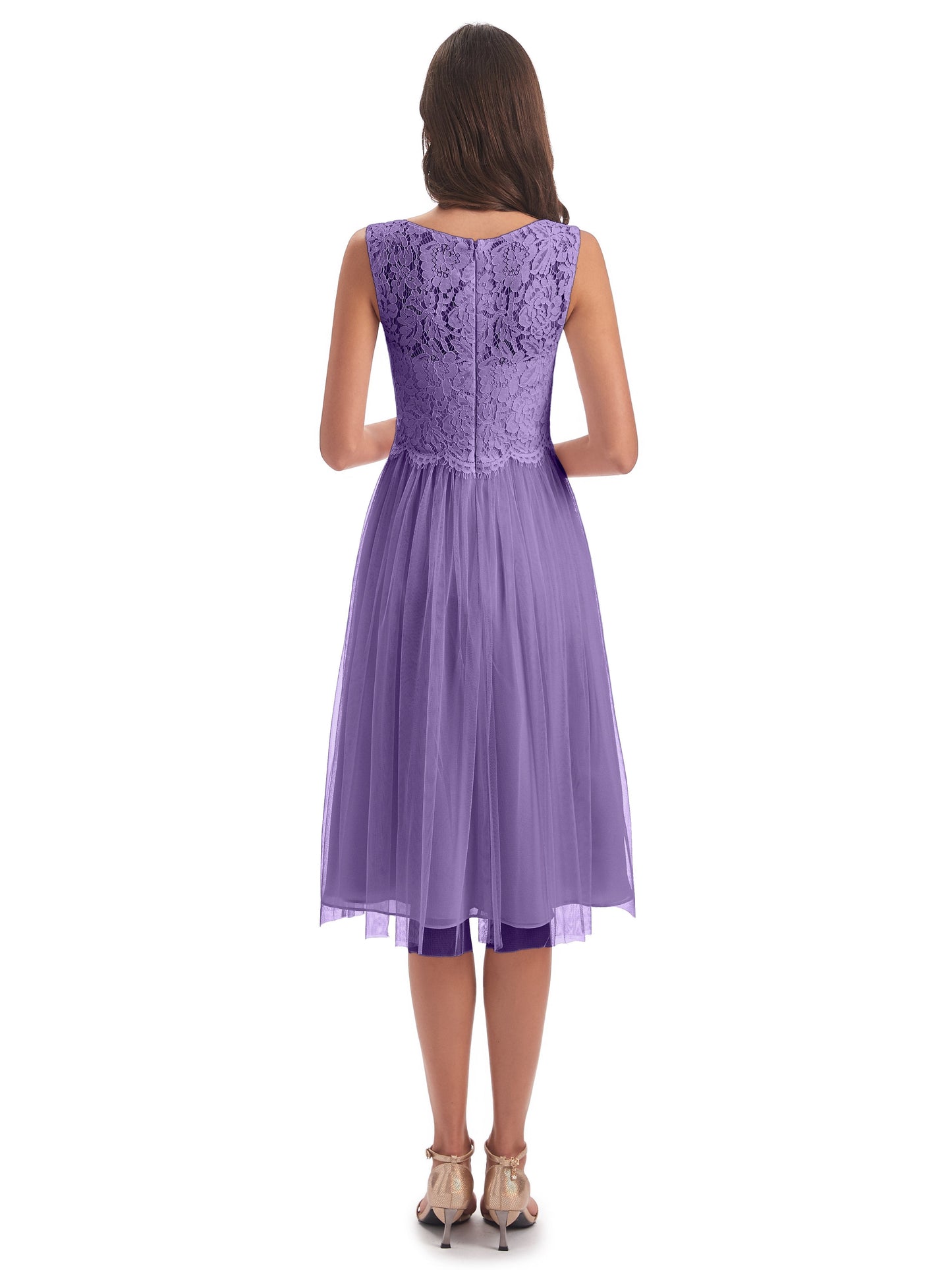 Luna Knee Length Scoop Lace Bridesmaid Dresses