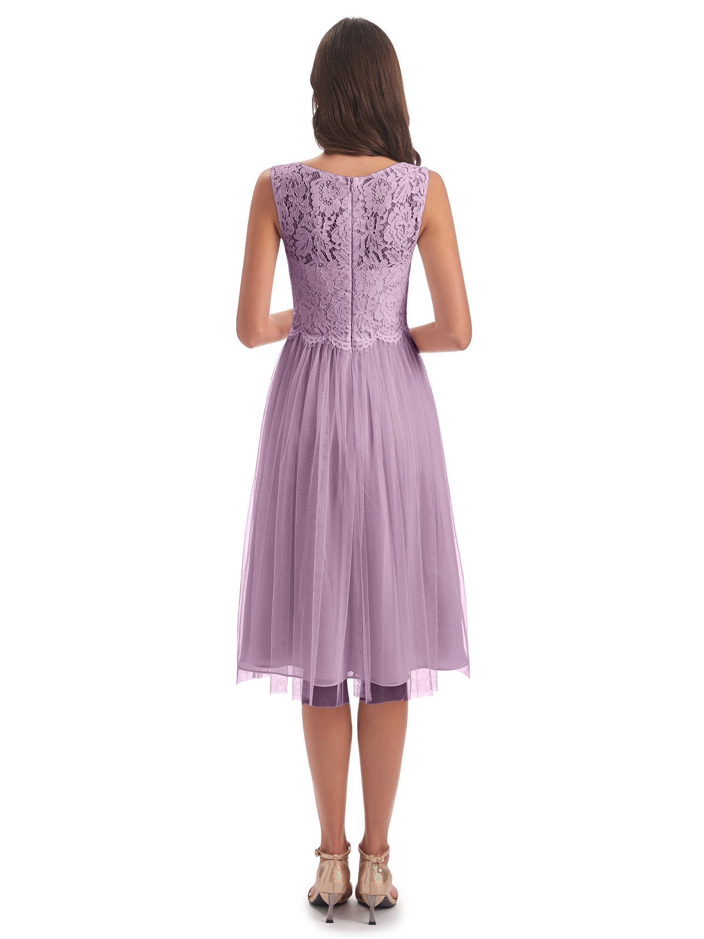 Luna Knee Length Scoop Lace Bridesmaid Dresses