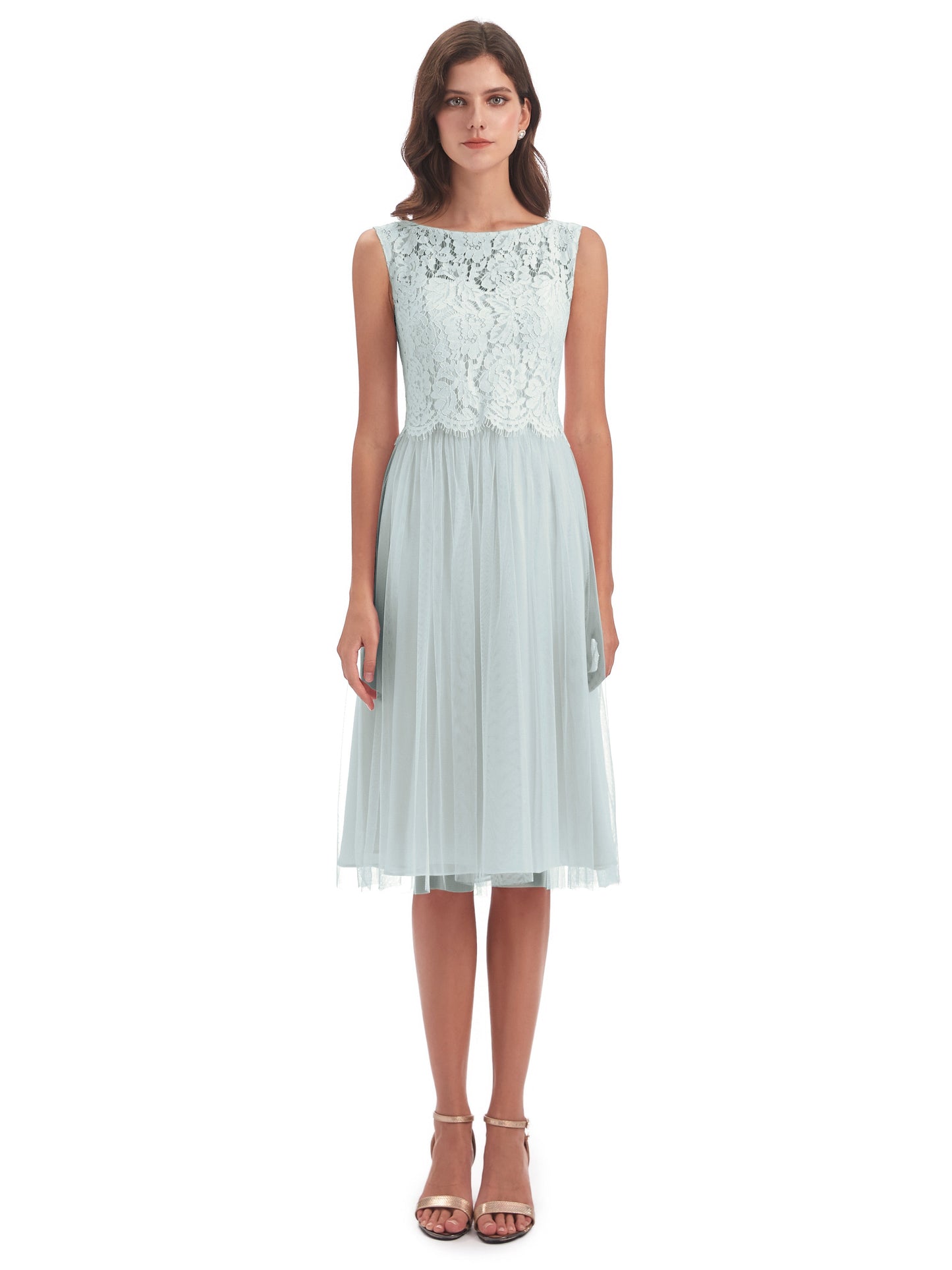 Luna Knee Length Scoop Lace Bridesmaid Dresses