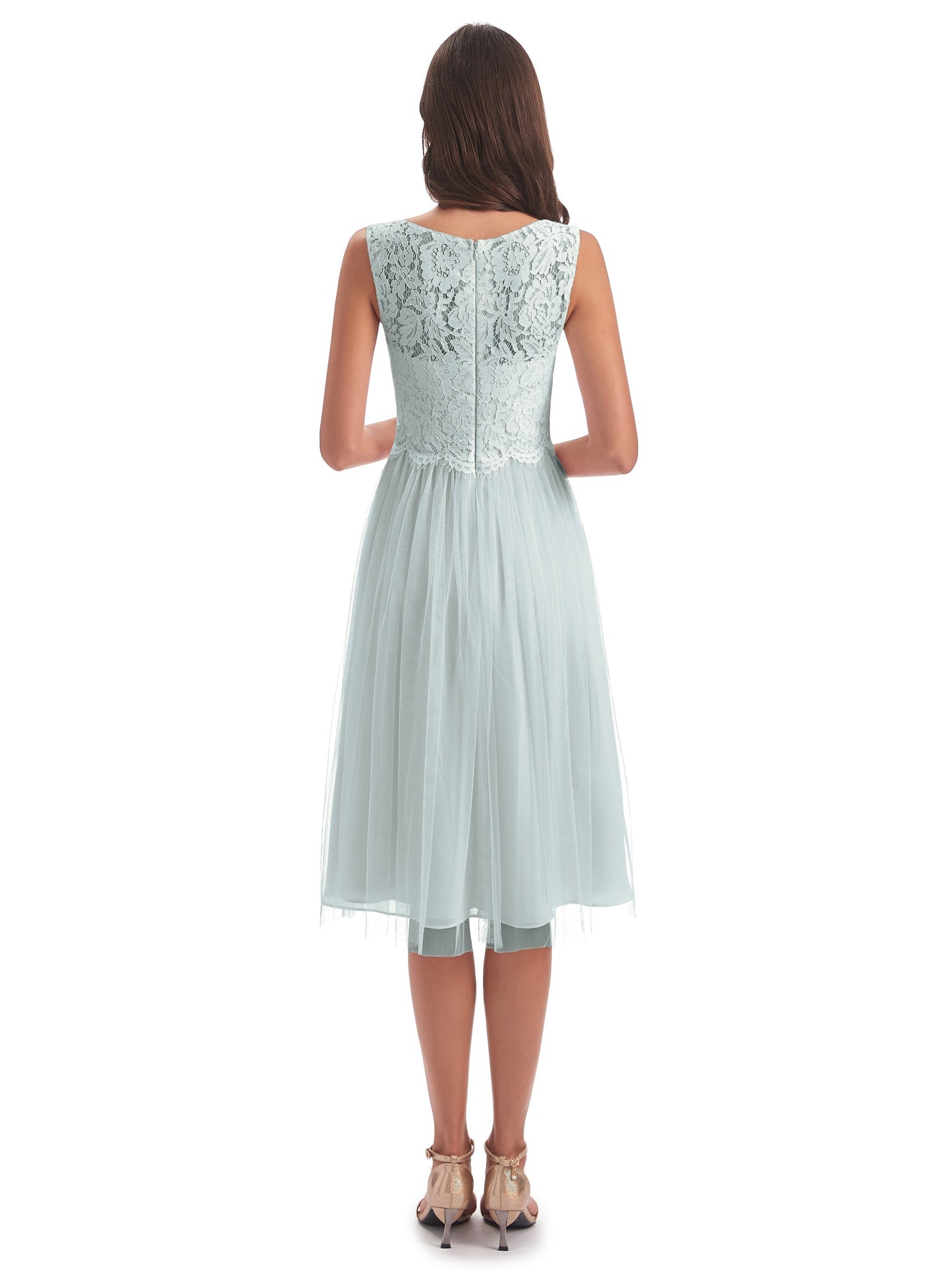 Luna Knee Length Scoop Lace Bridesmaid Dresses