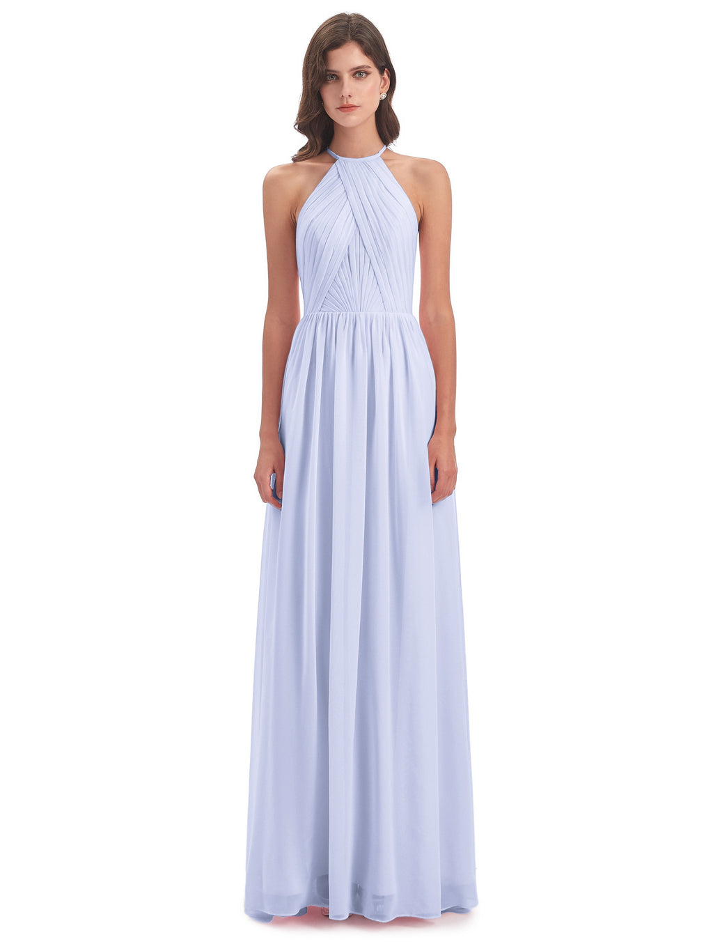Mackenzie Halter Keyhole Lace Long Bridesmaid Dresses