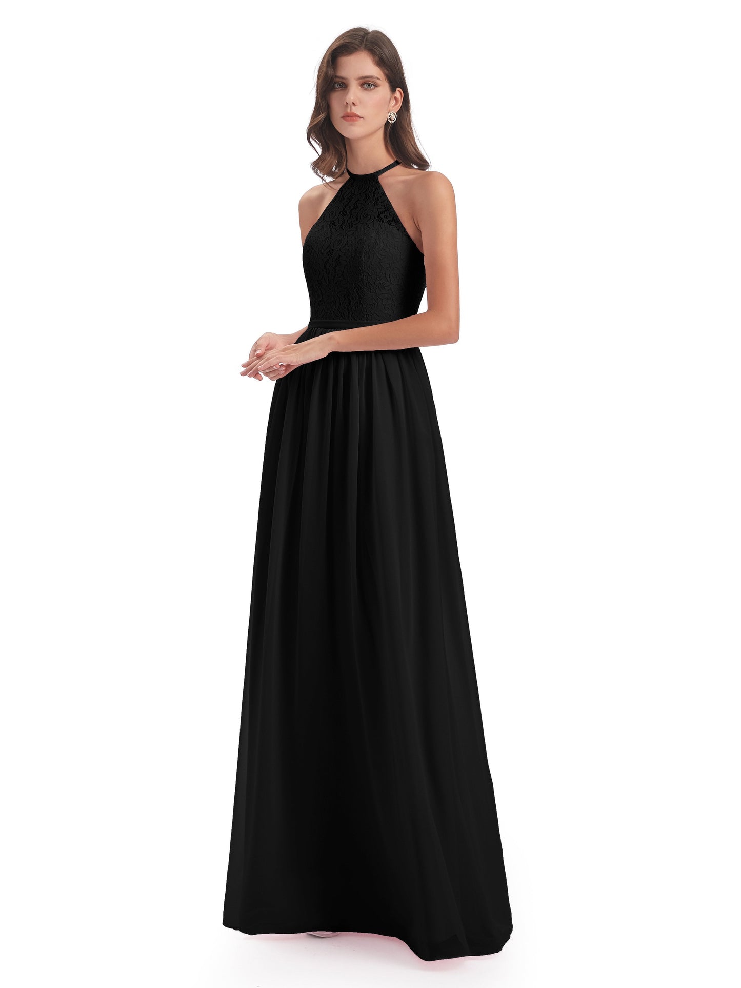 Magdalena Halter Keyhole Lace Long Bridesmaid Dresses