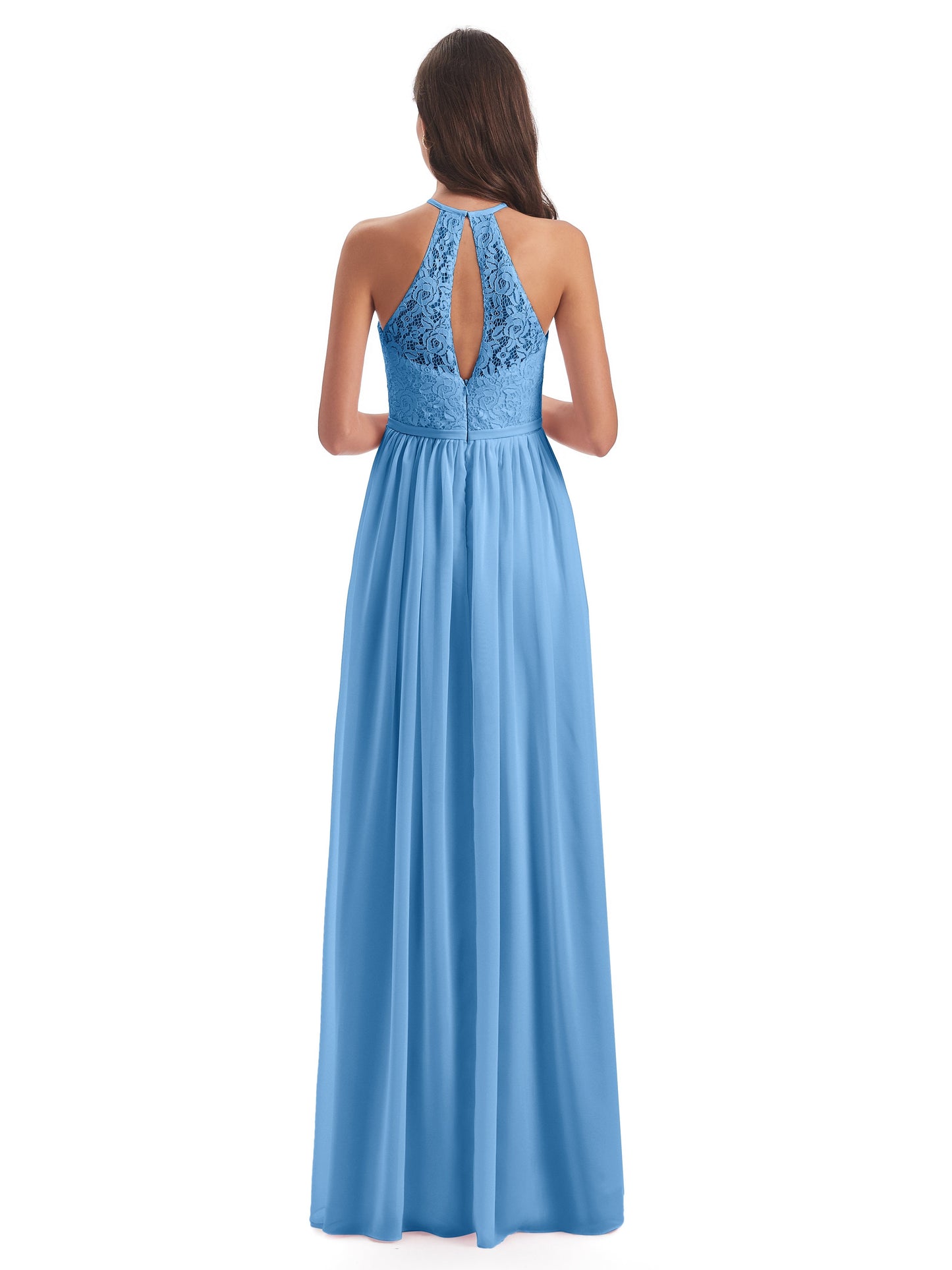 Magdalena Halter Keyhole Lace Long Bridesmaid Dresses