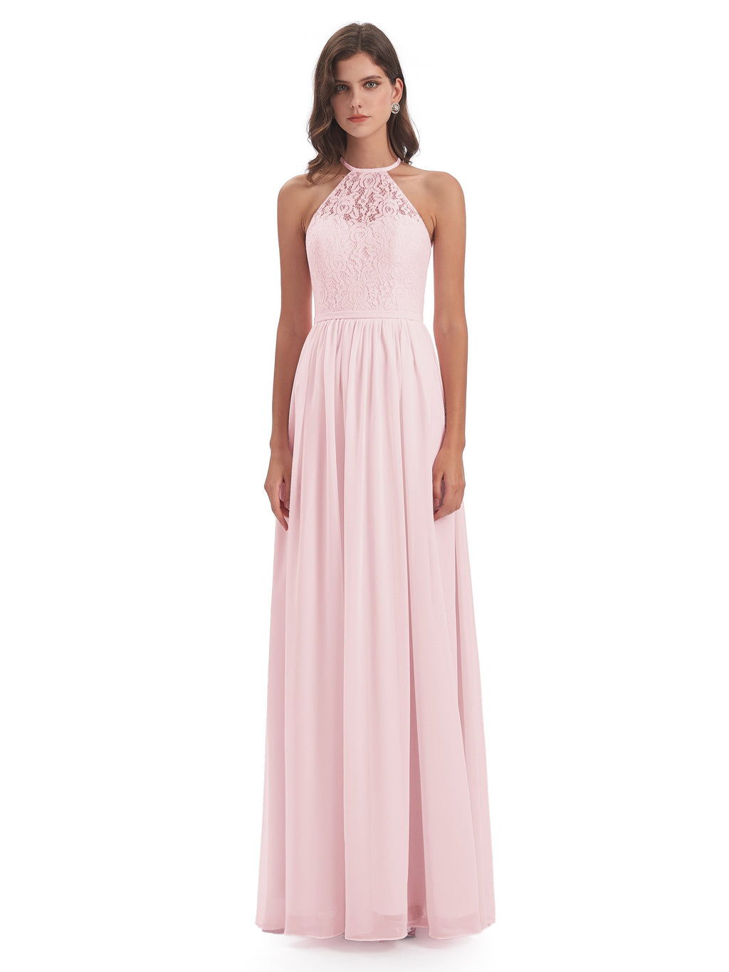 Magdalena Halter Keyhole Lace Long Bridesmaid Dresses