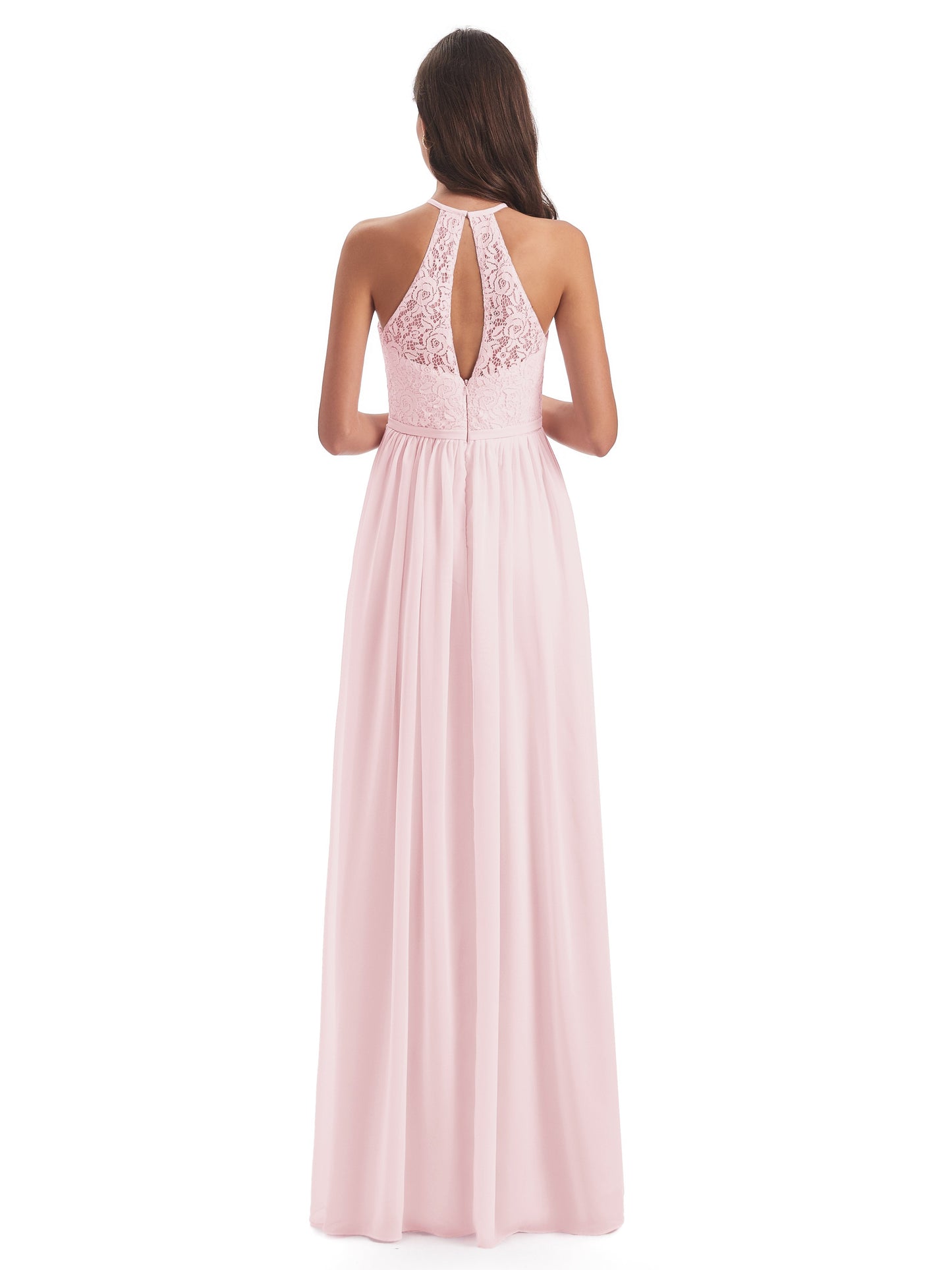 Magdalena Halter Keyhole Lace Long Bridesmaid Dresses