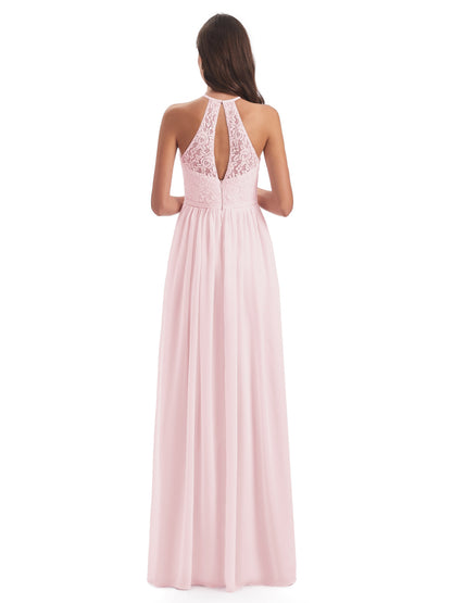 Magdalena Halter Keyhole Lace Long Bridesmaid Dresses