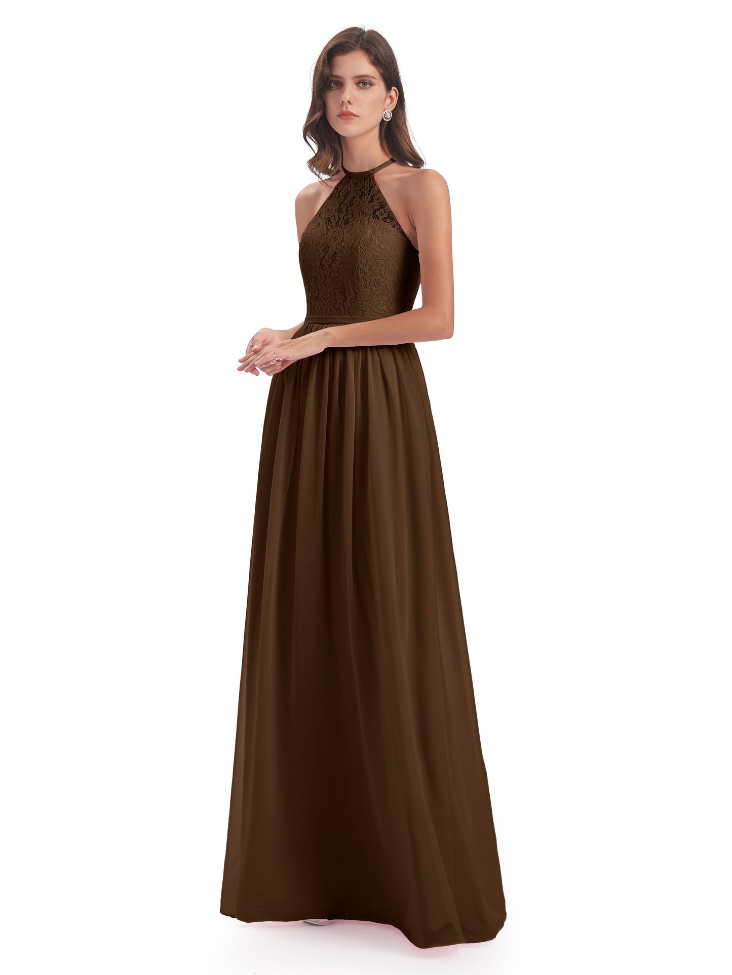 Magdalena Halter Keyhole Lace Long Bridesmaid Dresses