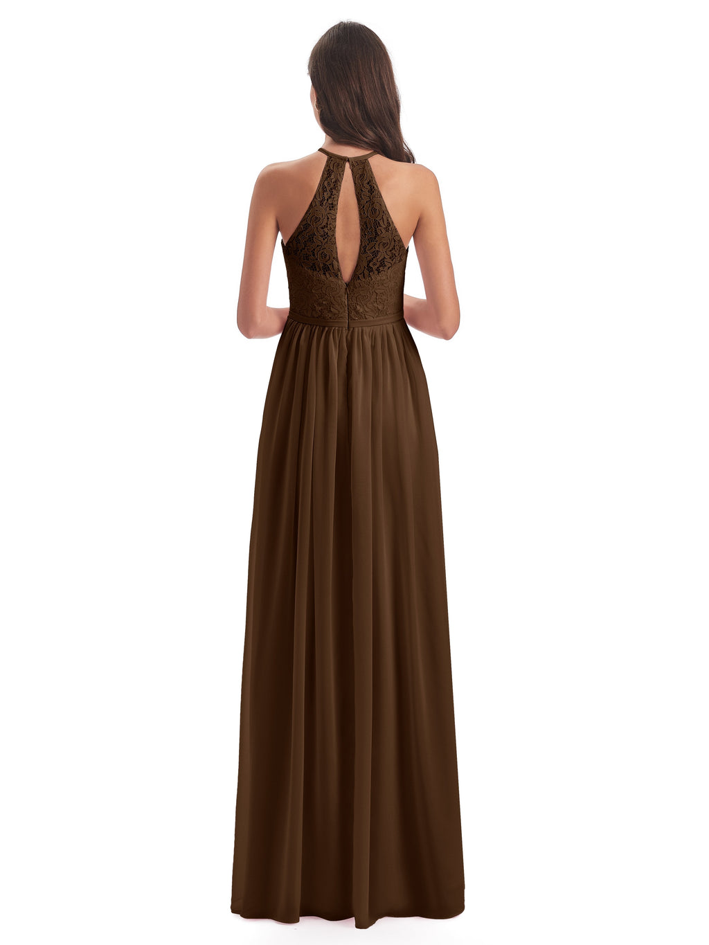 Magdalena Halter Keyhole Lace Long Bridesmaid Dresses