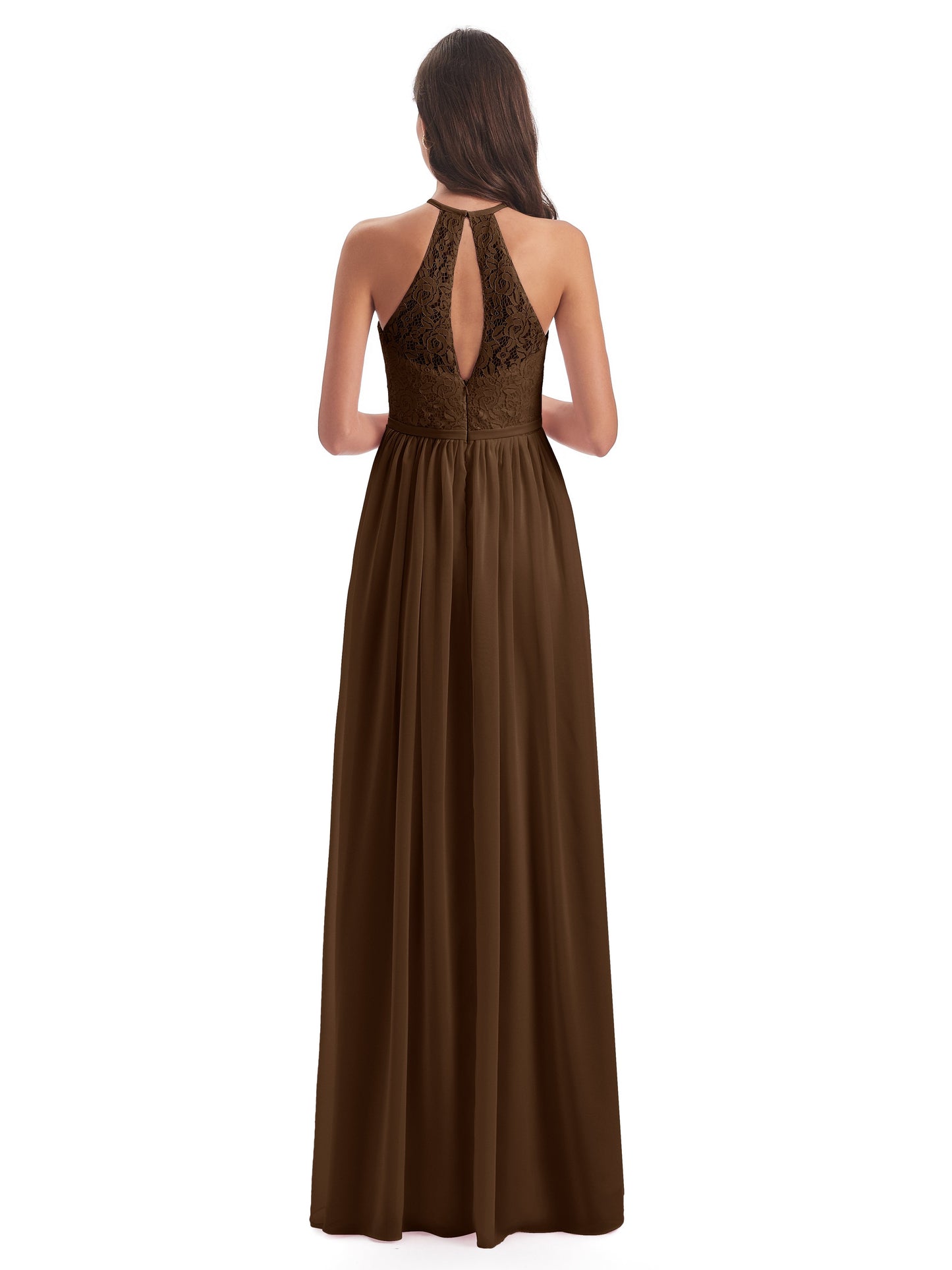 Magdalena Halter Keyhole Lace Long Bridesmaid Dresses