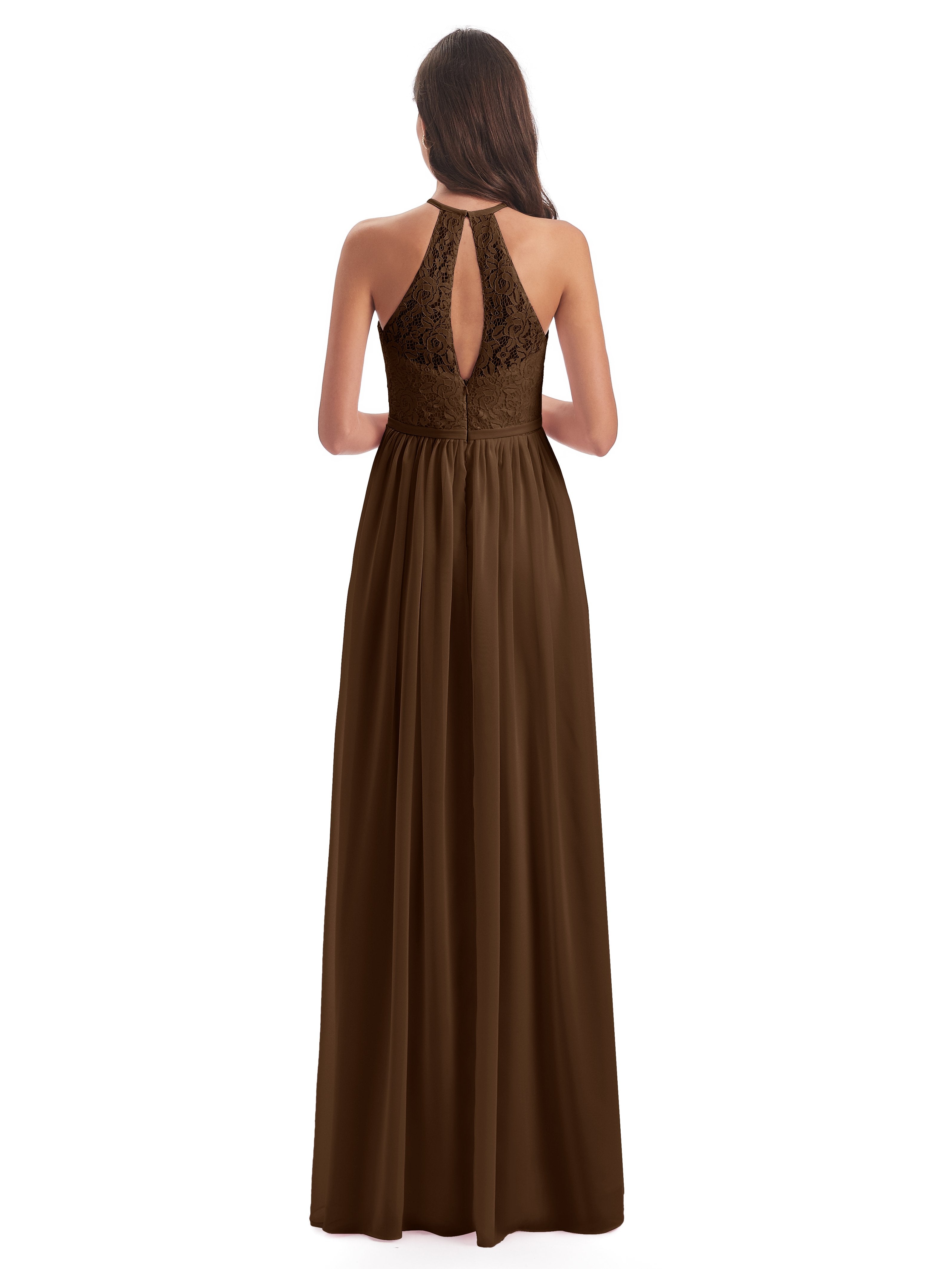 Magdalena Halter Keyhole Lace Long Bridesmaid Dresses