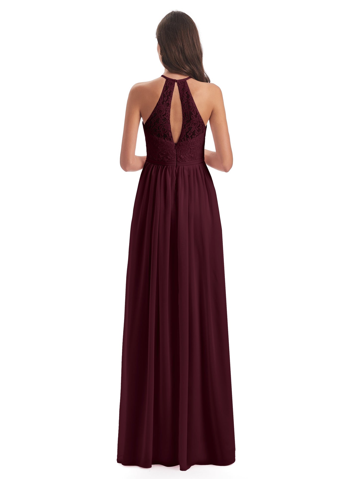 Magdalena Halter Keyhole Lace Long Bridesmaid Dresses