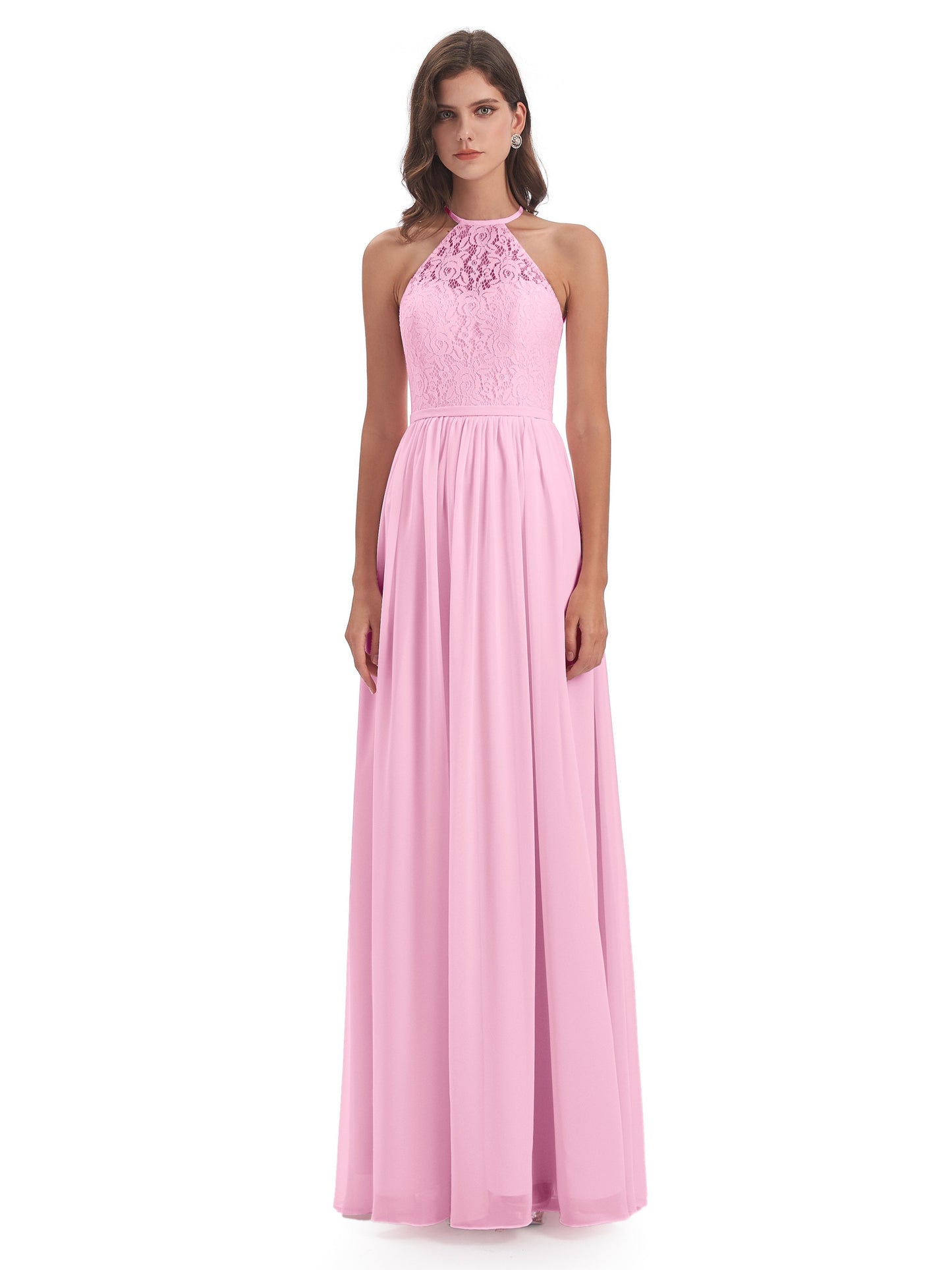 Magdalena Halter Keyhole Lace Long Bridesmaid Dresses