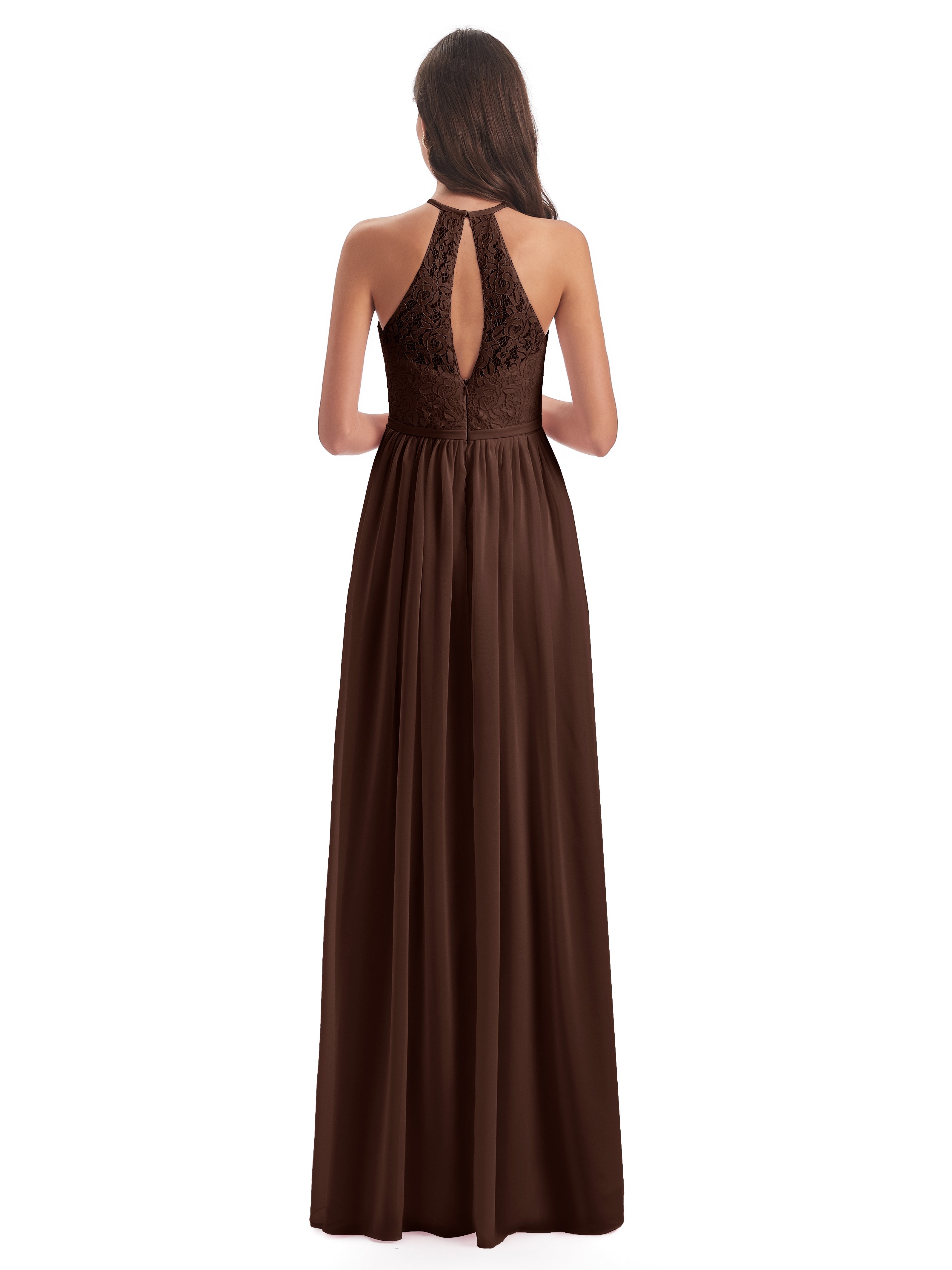 Magdalena Halter Keyhole Lace Long Bridesmaid Dresses
