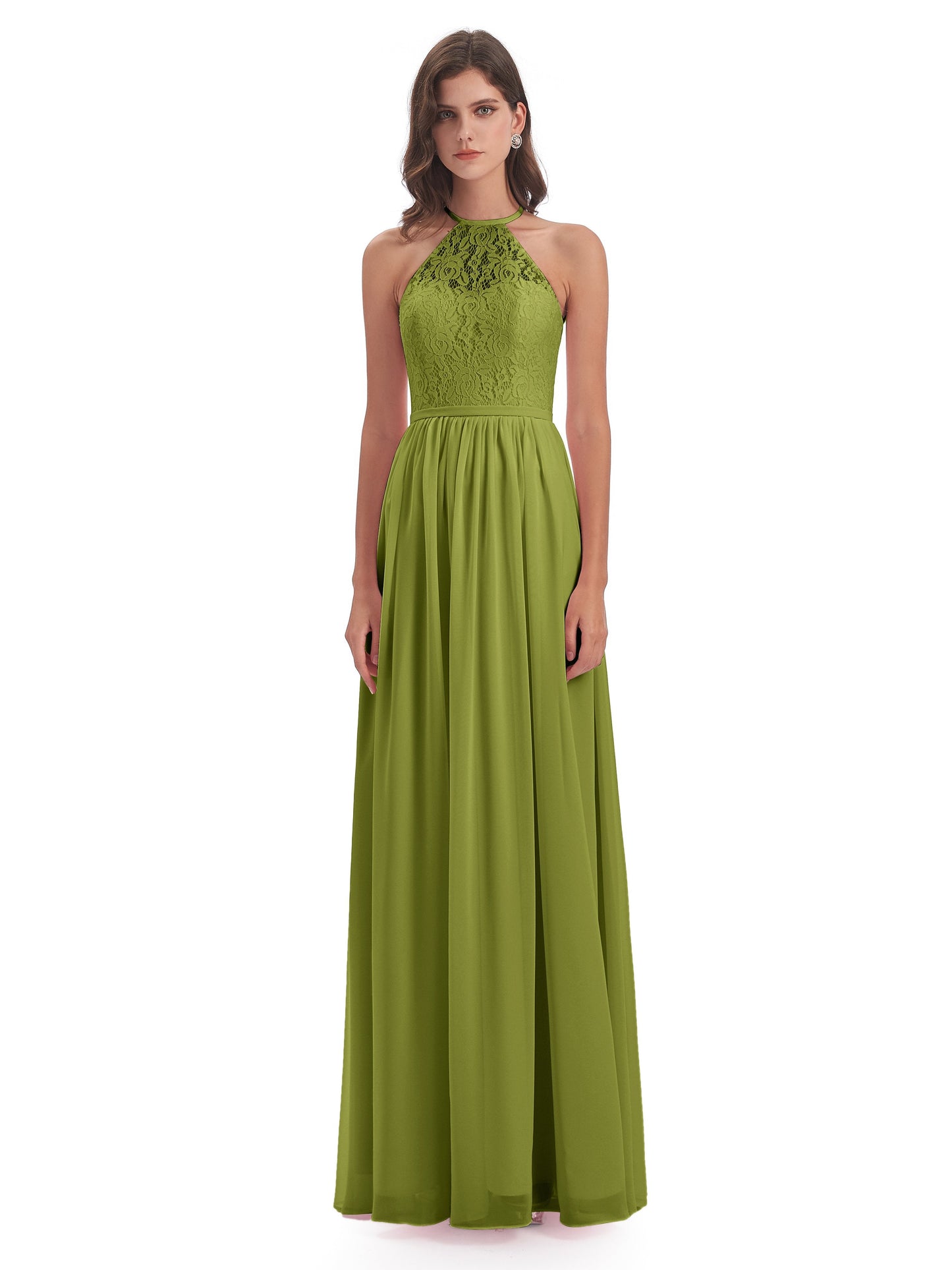 Magdalena Halter Keyhole Lace Long Bridesmaid Dresses