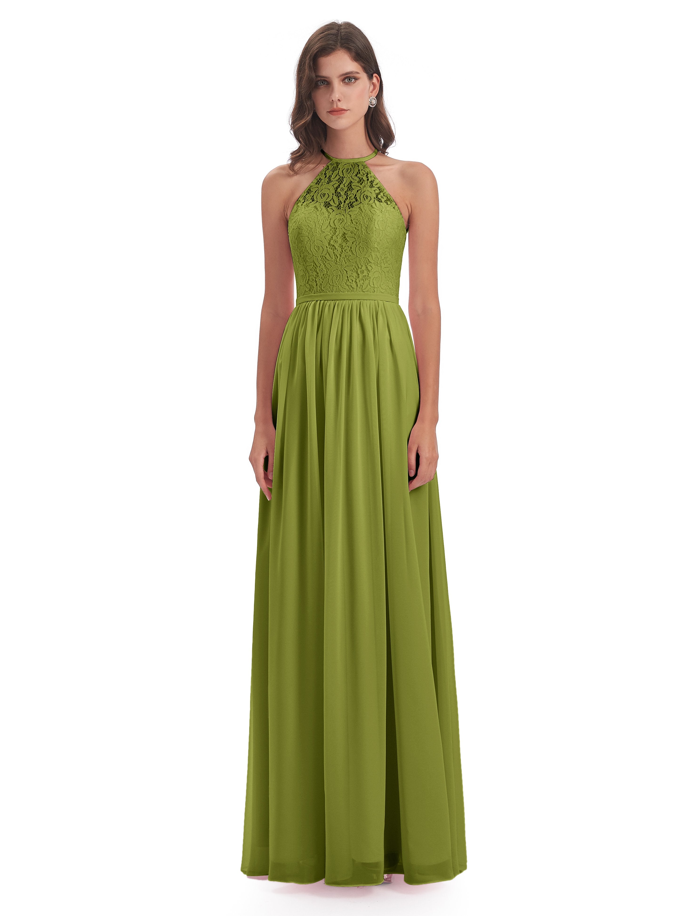 Magdalena Halter Keyhole Lace Long Bridesmaid Dresses