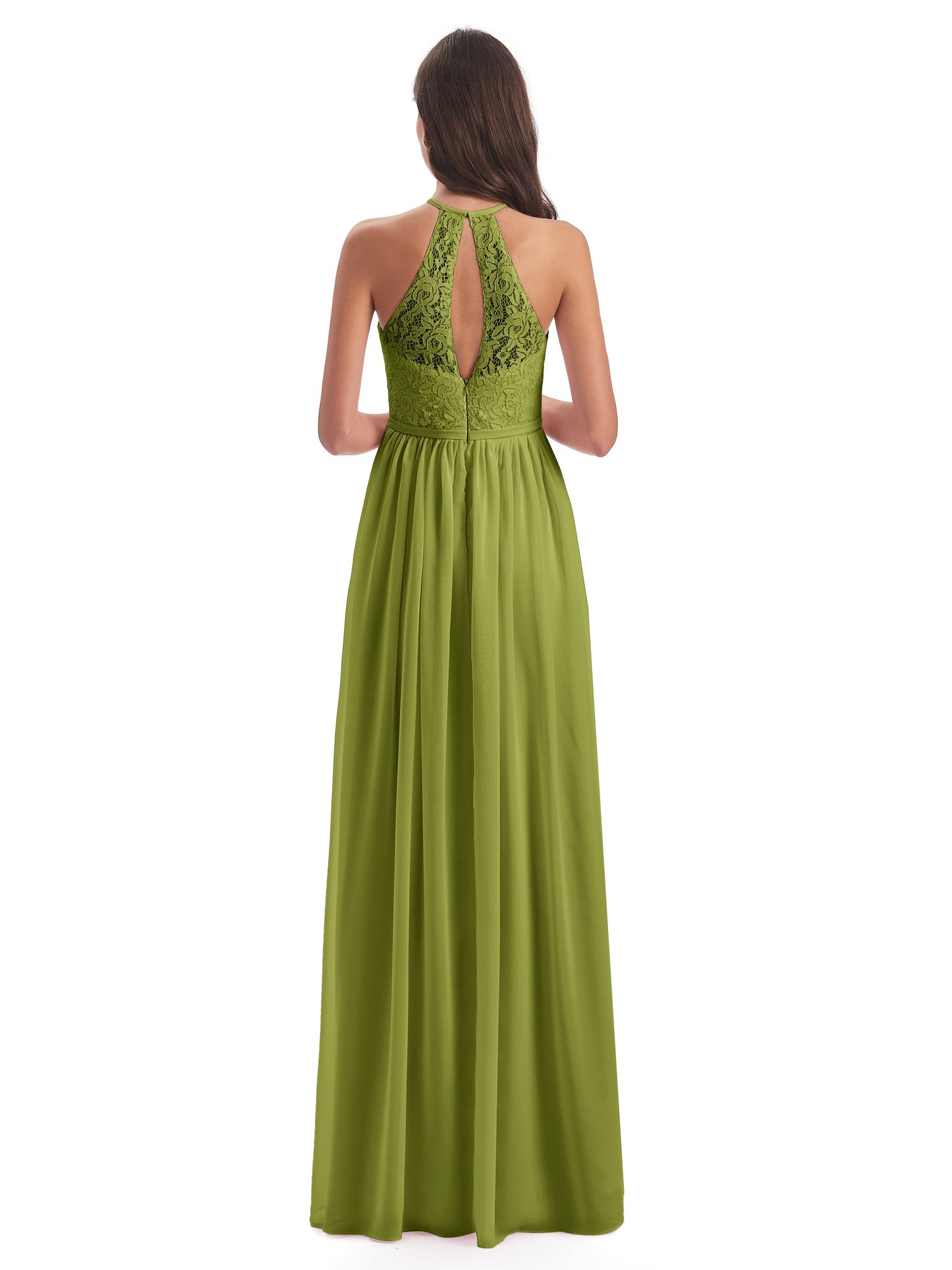 Magdalena Halter Keyhole Lace Long Bridesmaid Dresses
