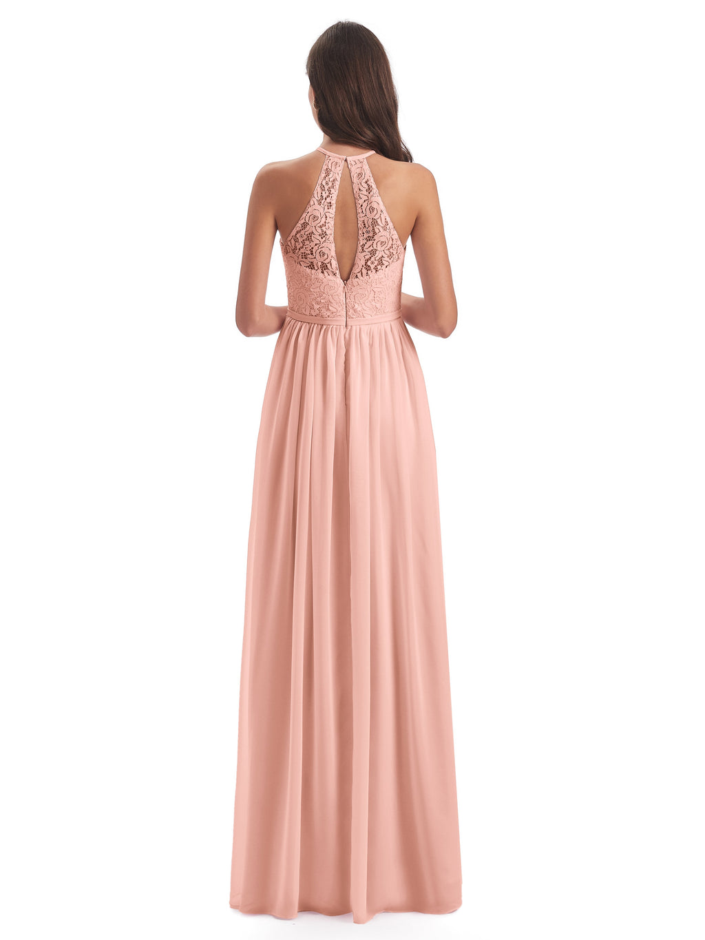 Magdalena Halter Keyhole Lace Long Bridesmaid Dresses