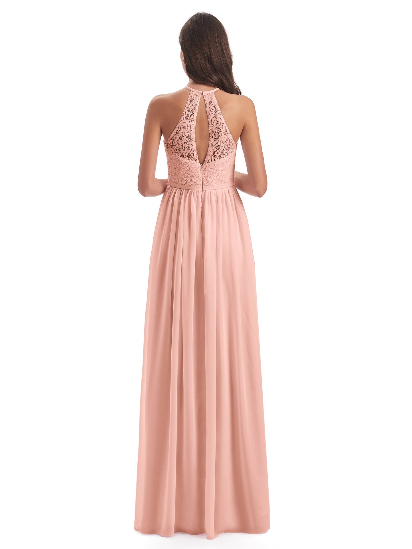 Magdalena Halter Keyhole Lace Long Bridesmaid Dresses