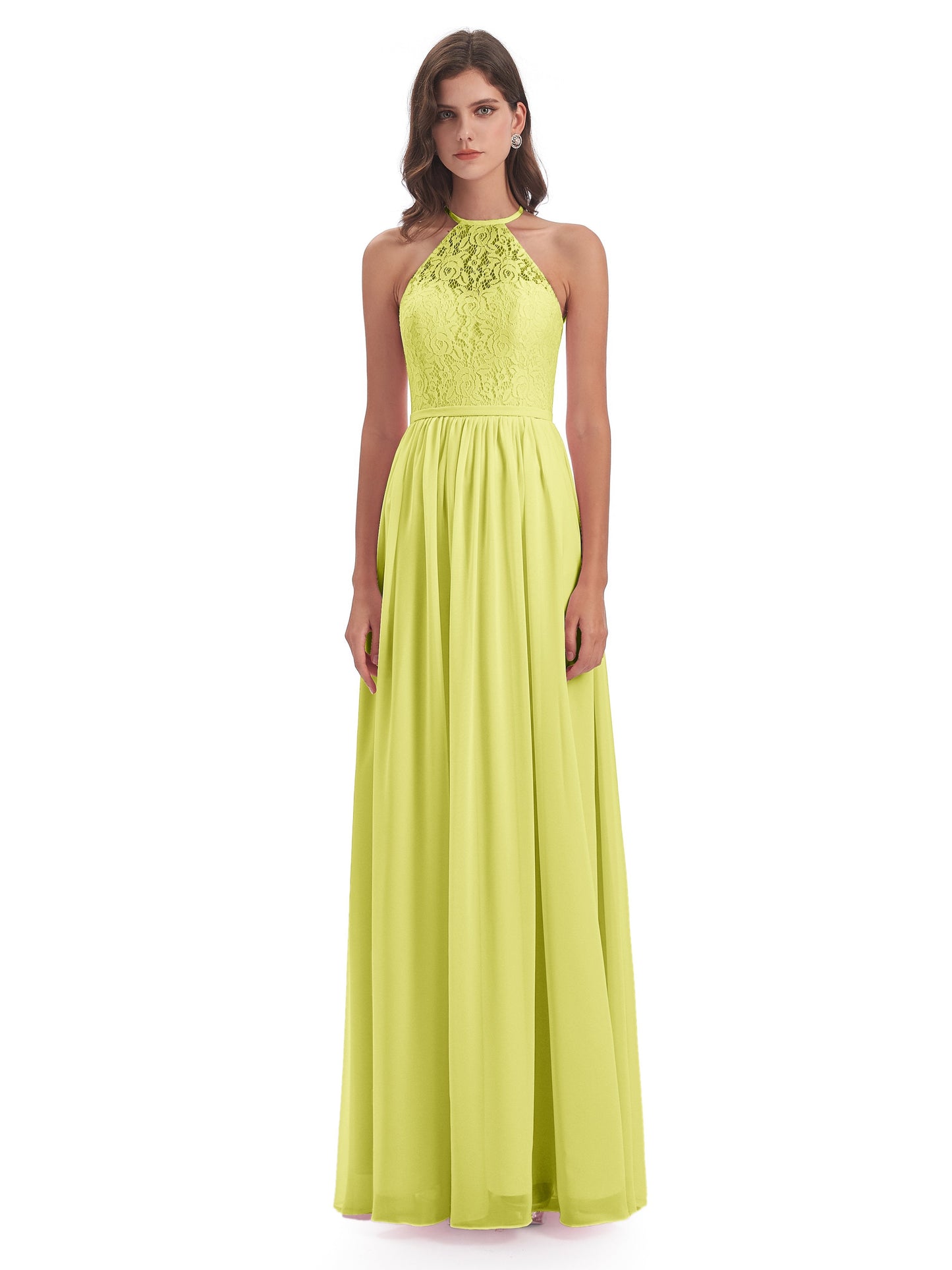 Magdalena Halter Keyhole Lace Long Bridesmaid Dresses