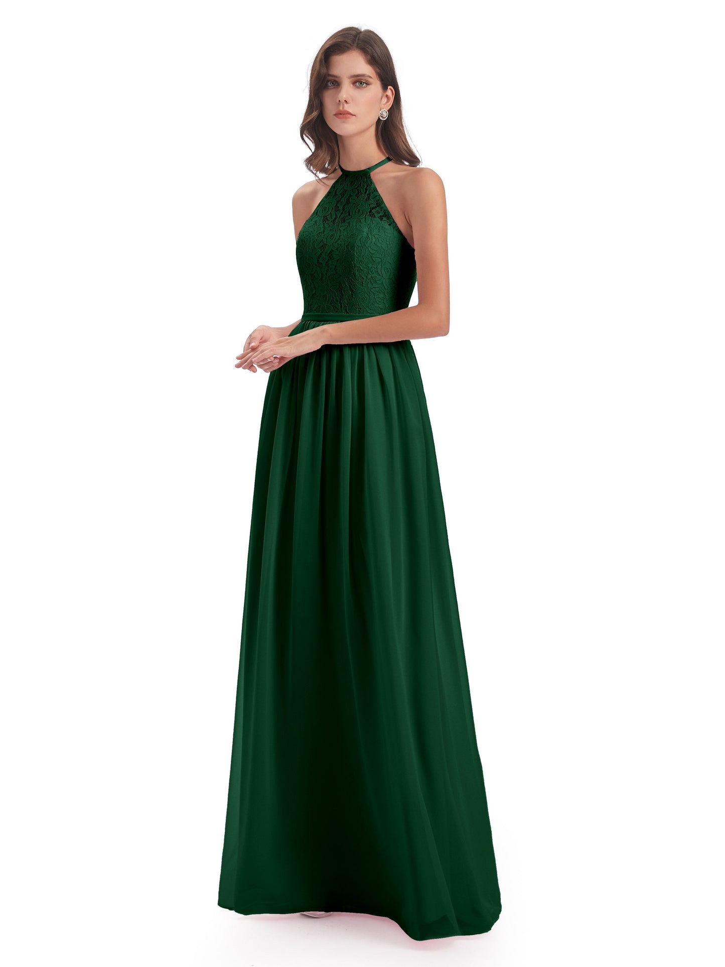 Magdalena Halter Keyhole Lace Long Bridesmaid Dresses