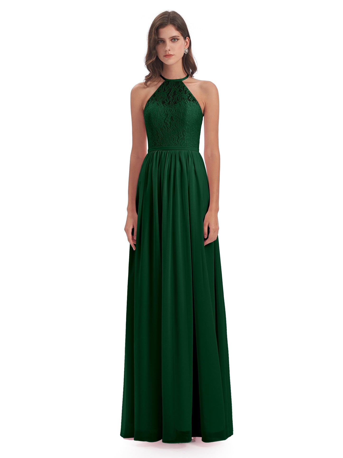 Magdalena Halter Keyhole Lace Long Bridesmaid Dresses