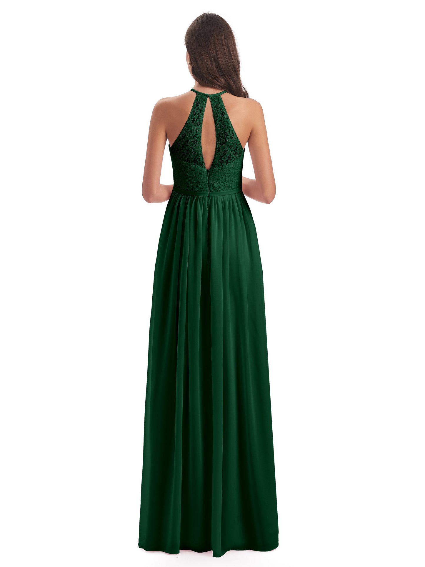Magdalena Halter Keyhole Lace Long Bridesmaid Dresses