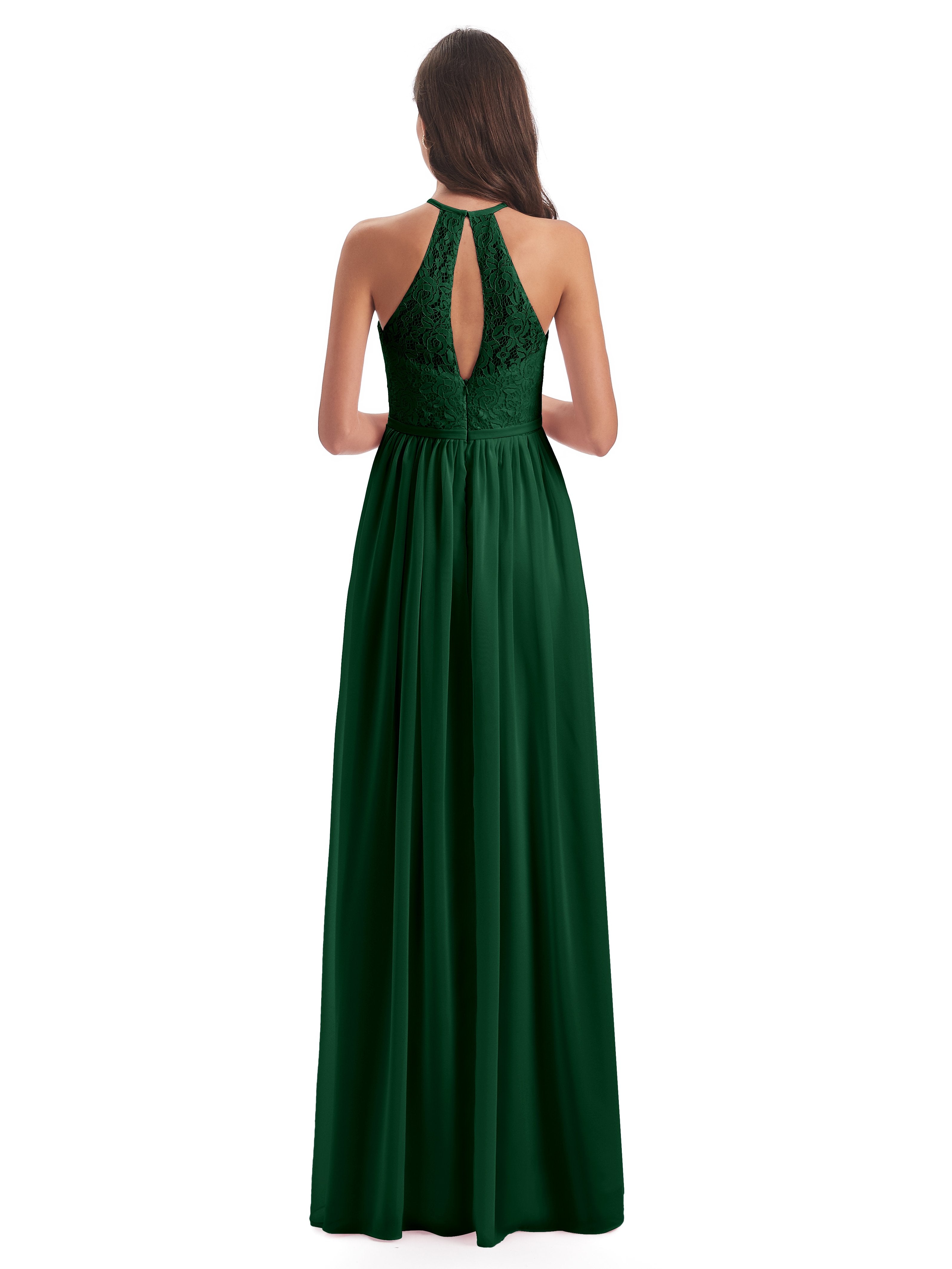 Magdalena Halter Keyhole Lace Long Bridesmaid Dresses