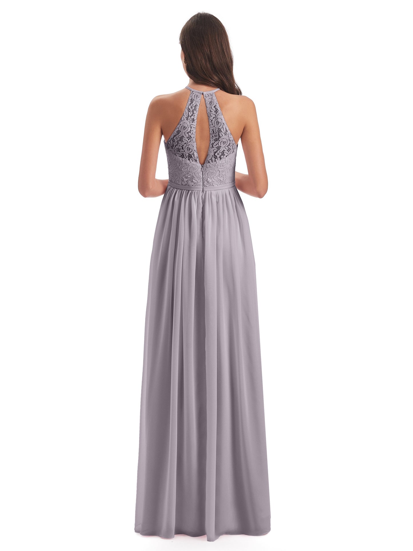 Magdalena Halter Keyhole Lace Long Bridesmaid Dresses