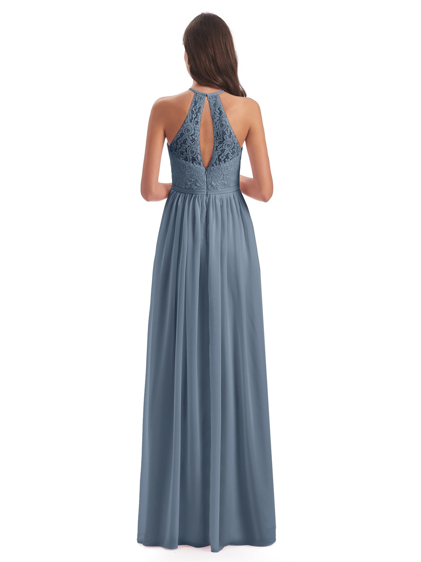 Magdalena Halter Keyhole Lace Long Bridesmaid Dresses