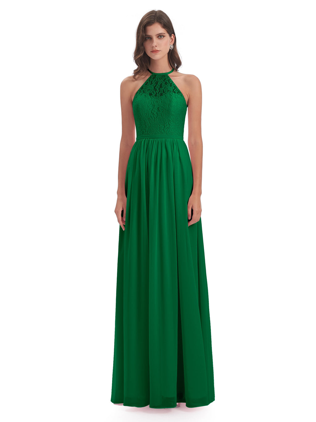 Magdalena Halter Keyhole Lace Long Bridesmaid Dresses