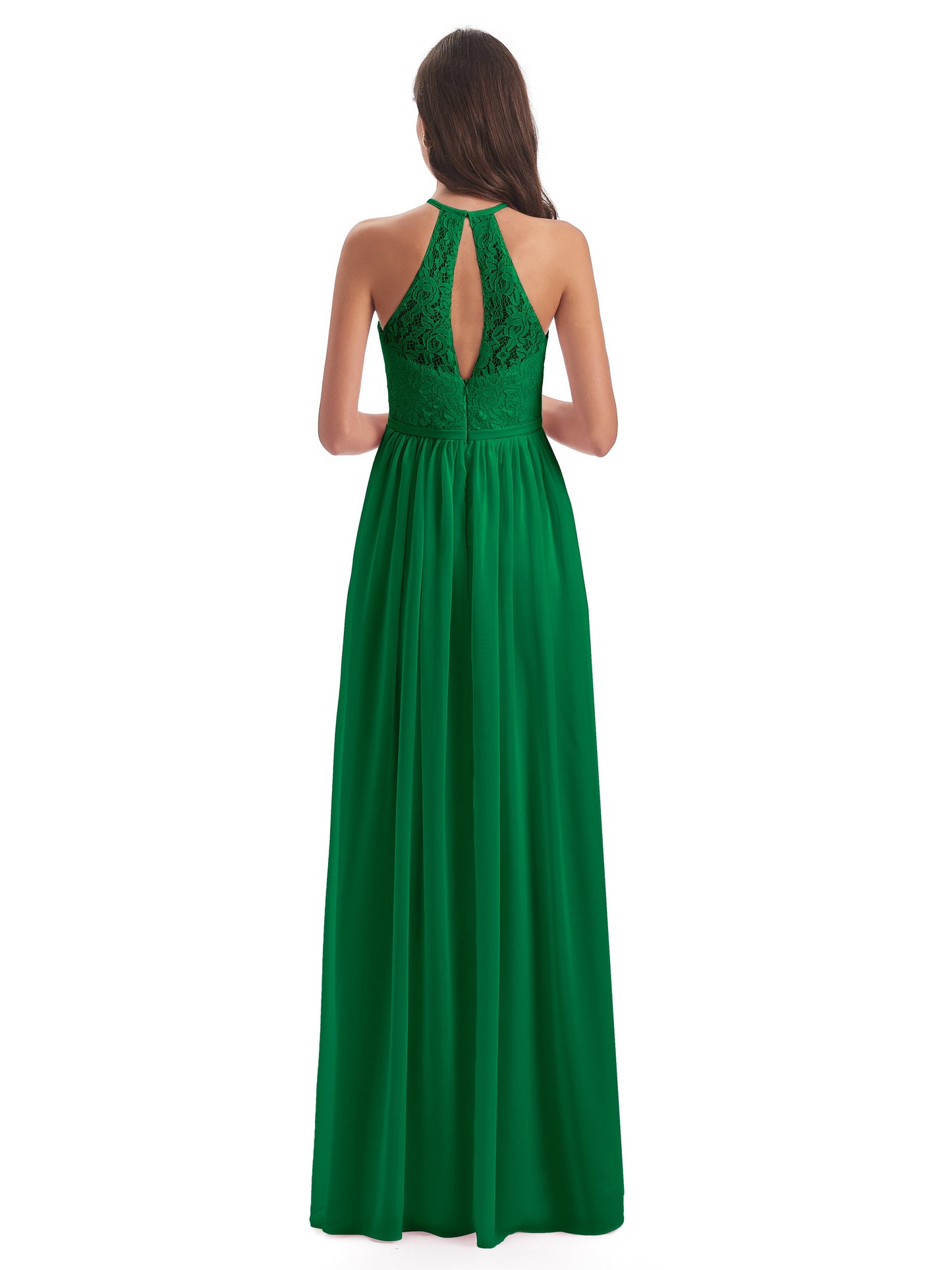 Magdalena Halter Keyhole Lace Long Bridesmaid Dresses