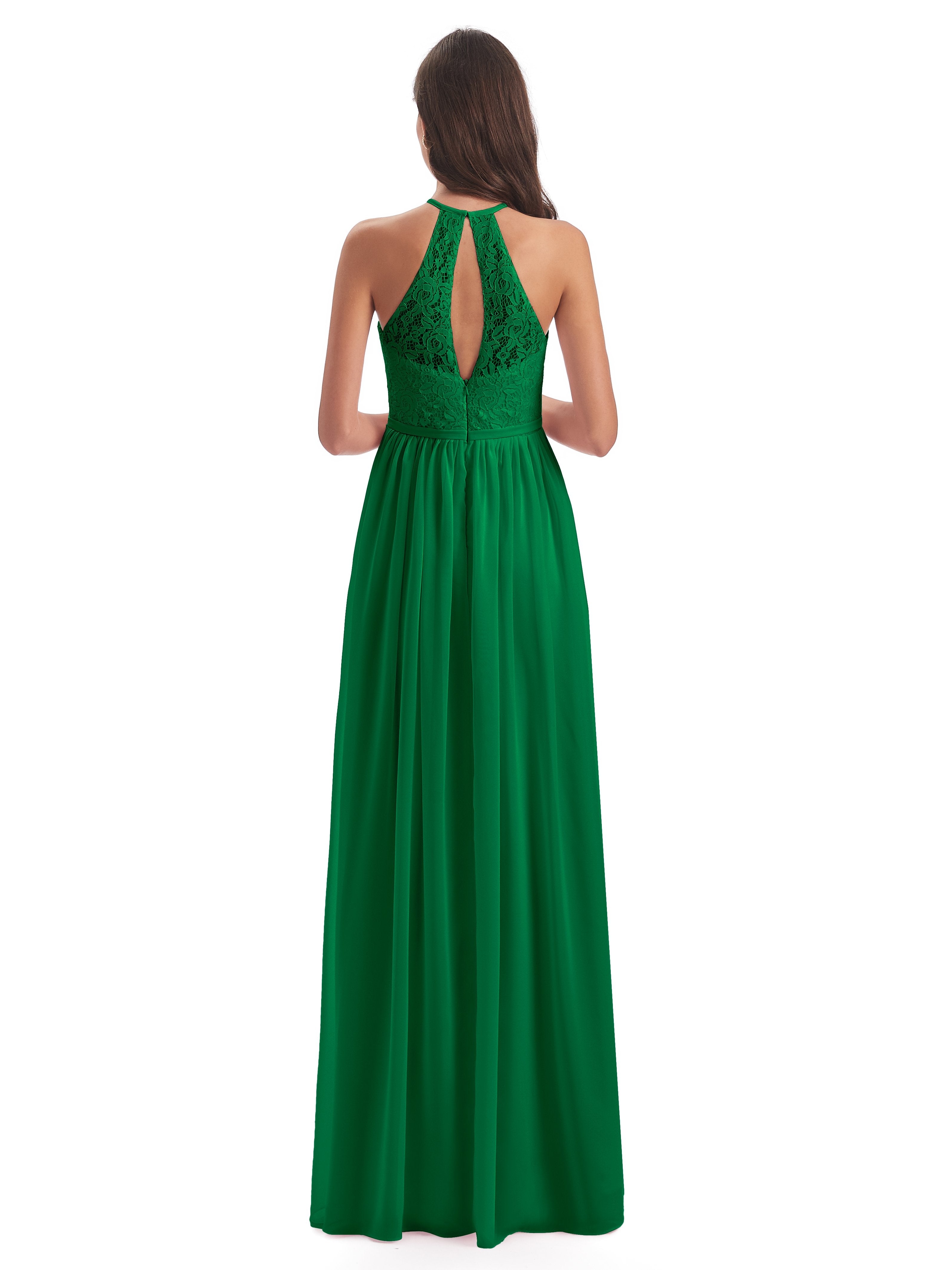 Magdalena Halter Keyhole Lace Long Bridesmaid Dresses