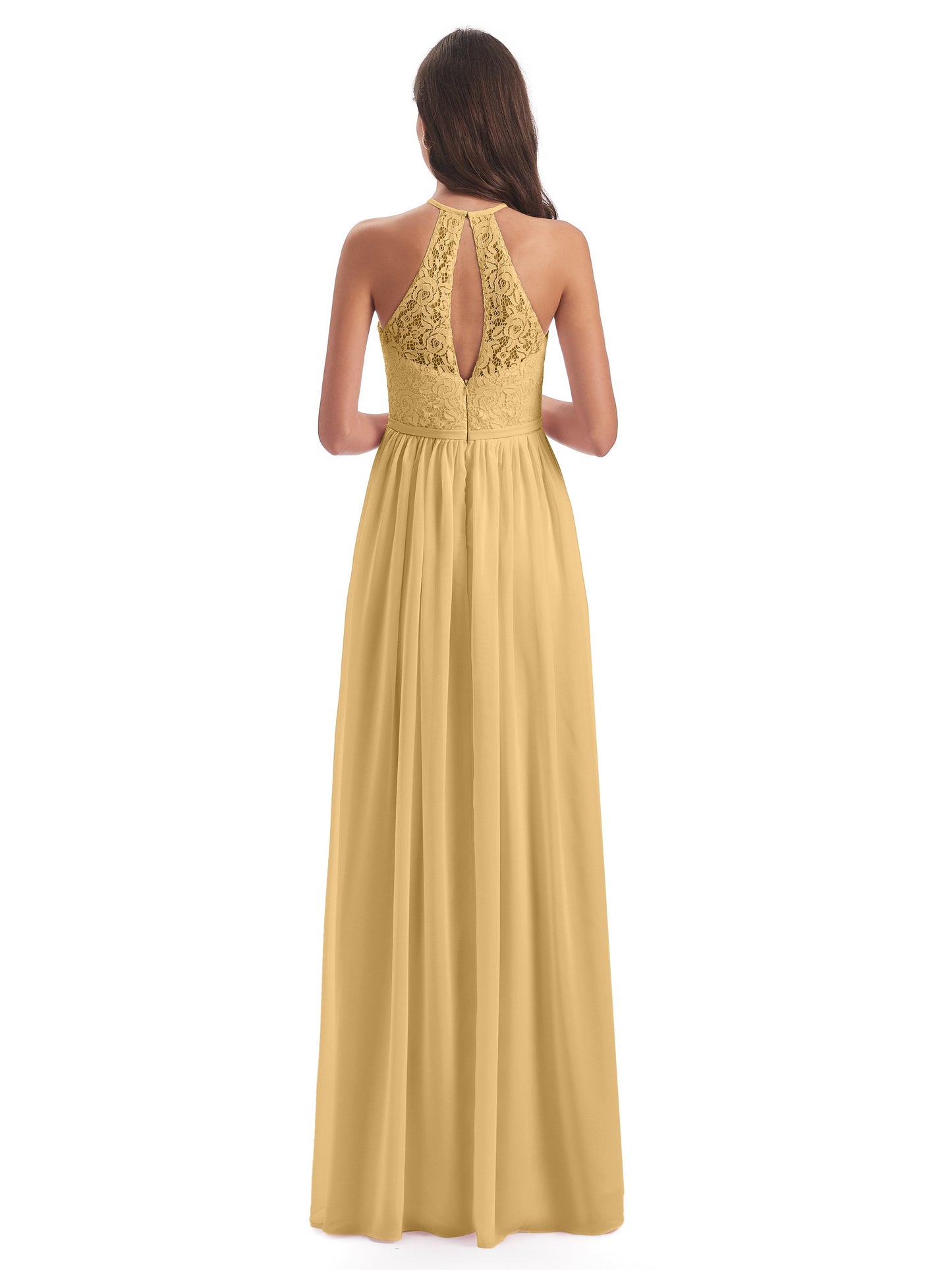 Magdalena Halter Keyhole Lace Long Bridesmaid Dresses