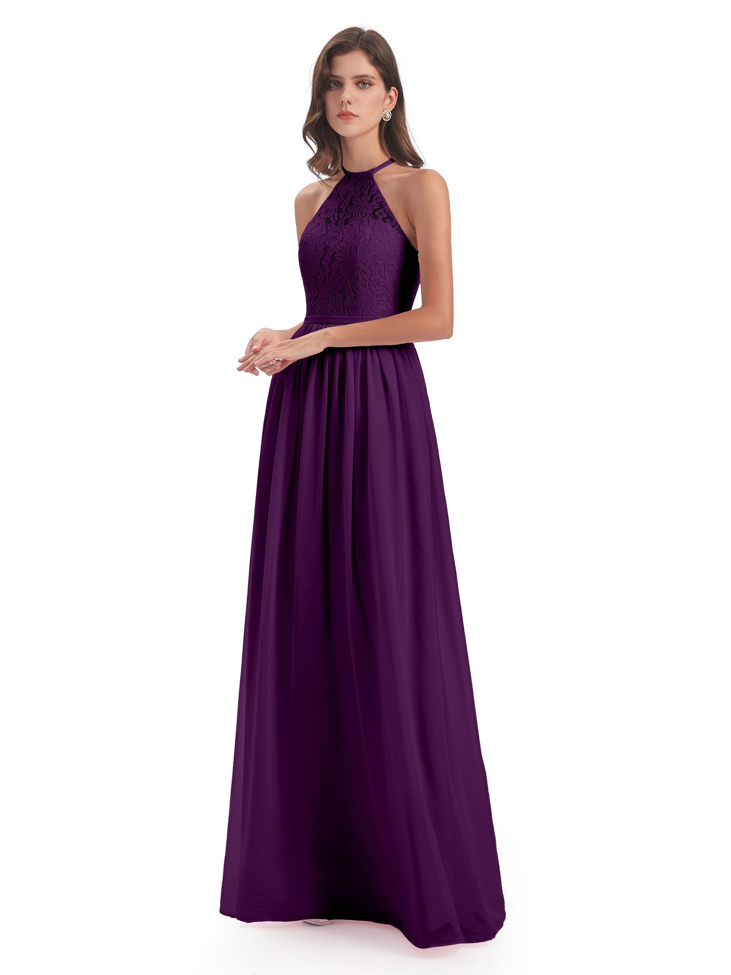 Magdalena Halter Keyhole Lace Long Bridesmaid Dresses