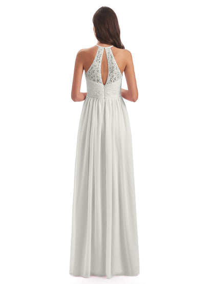 Magdalena Halter Keyhole Lace Long Bridesmaid Dresses
