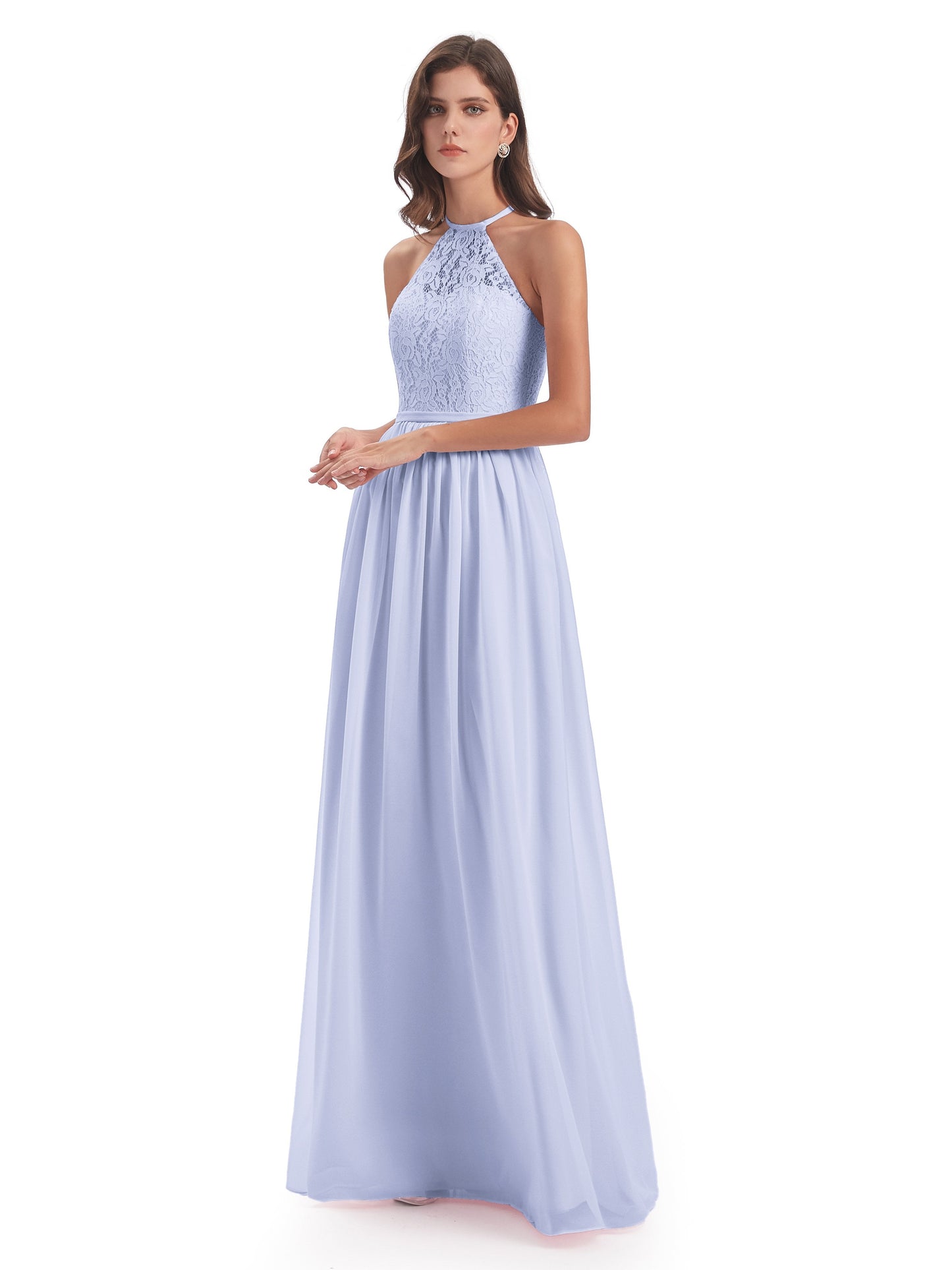 Magdalena Halter Keyhole Lace Long Bridesmaid Dresses