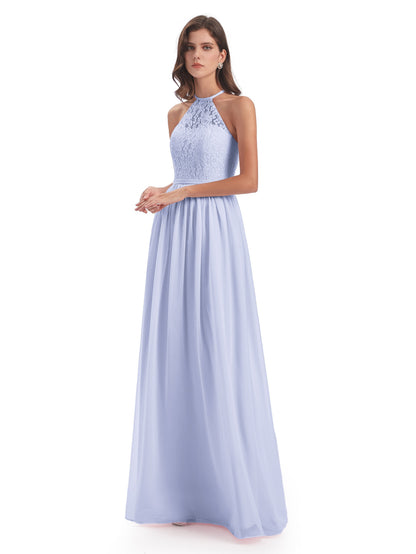 Magdalena Halter Keyhole Lace Long Bridesmaid Dresses