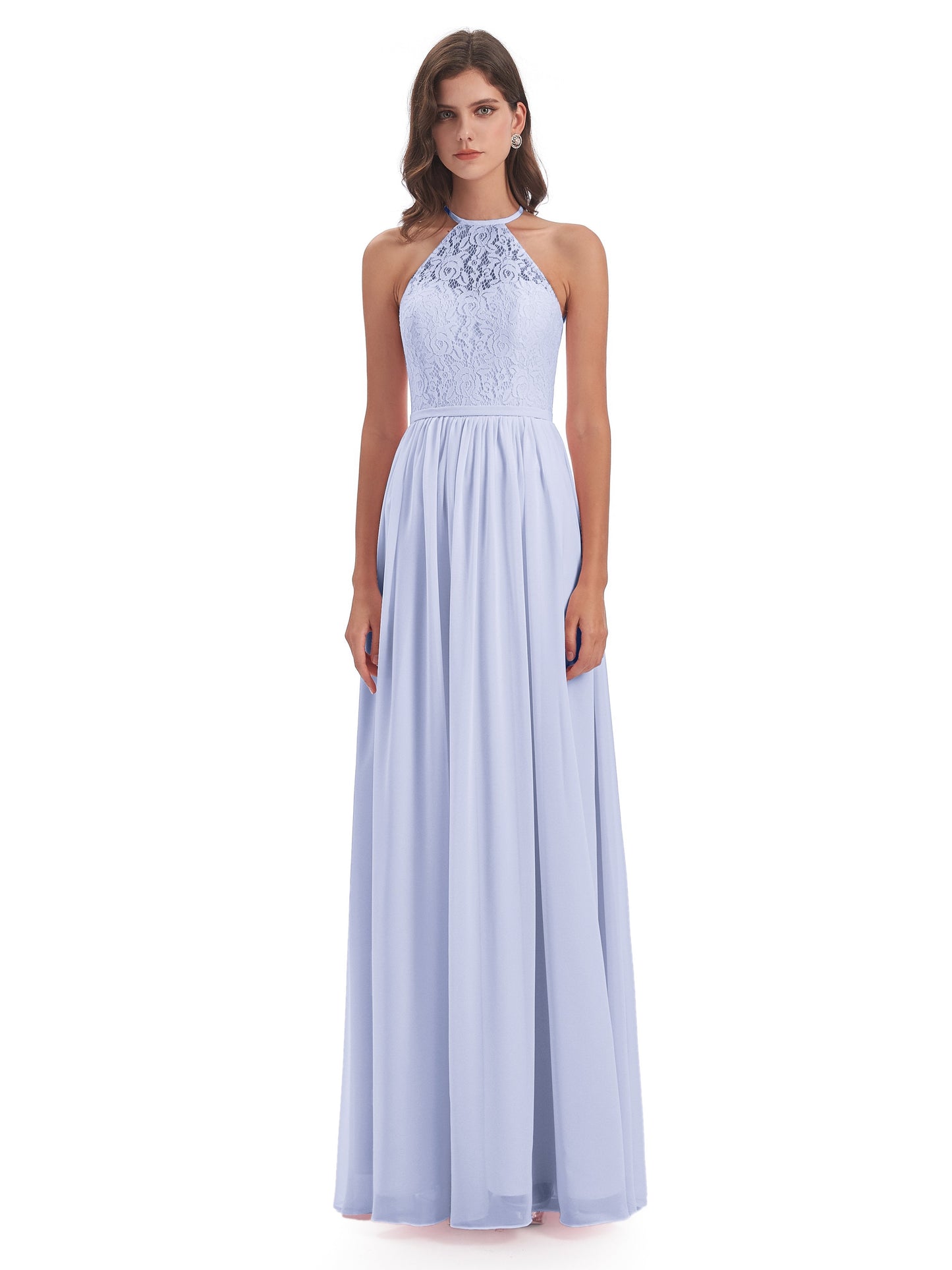 Magdalena Halter Keyhole Lace Long Bridesmaid Dresses