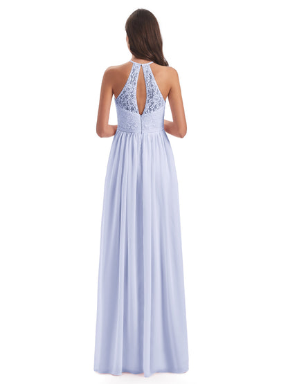 Magdalena Halter Keyhole Lace Long Bridesmaid Dresses