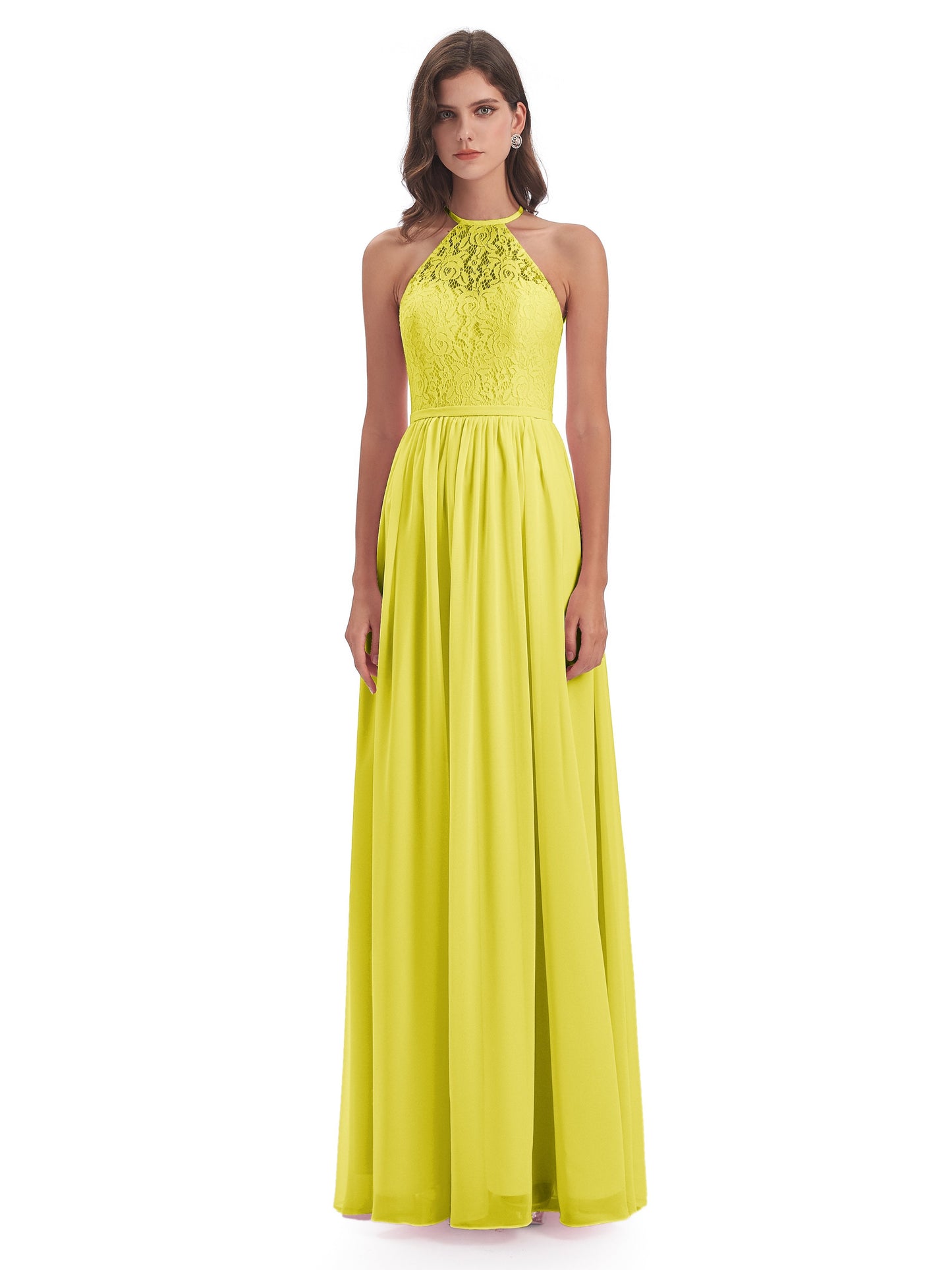 Magdalena Halter Keyhole Lace Long Bridesmaid Dresses